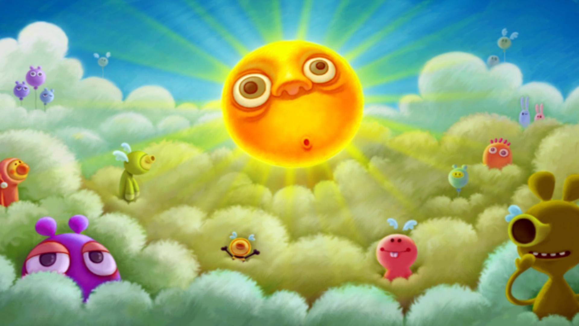 Sole cartoon con mostriciattoli, 1920x1080 Full HD 1080p, Notebook