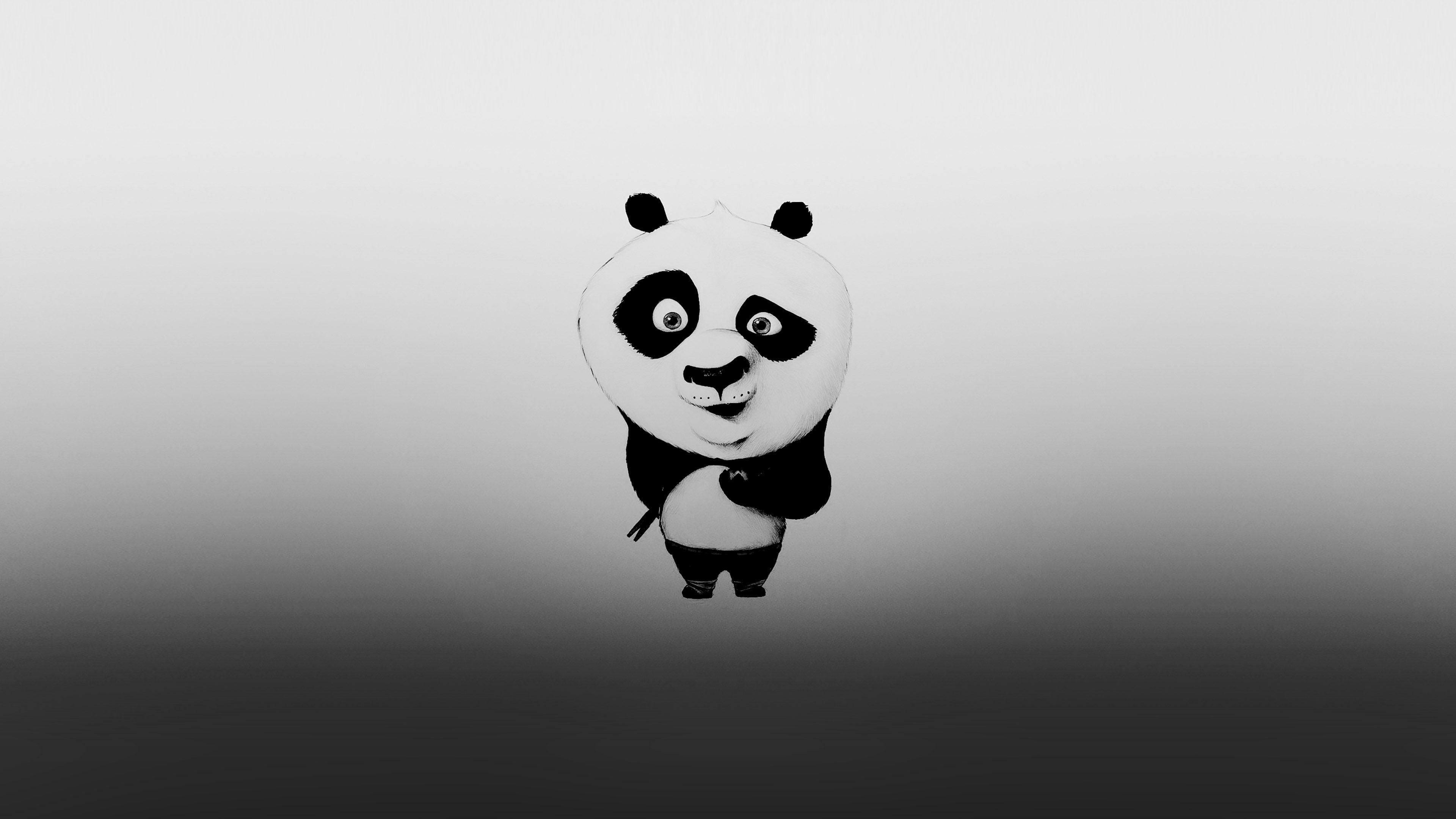 Panda cartone animato bianco nero, 3840x2160 UHD, Ultrabook
