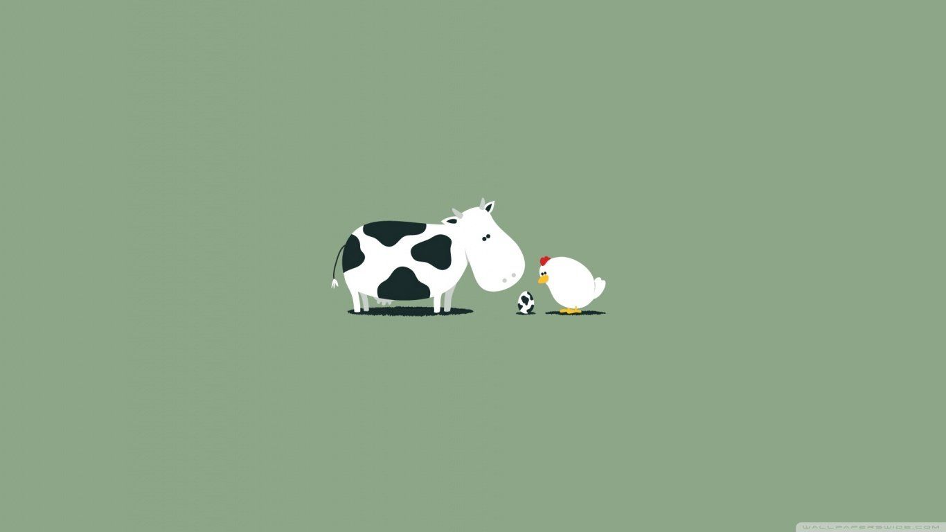 Mucca e pulcino minimalisti, 1366x768 720p, iMac