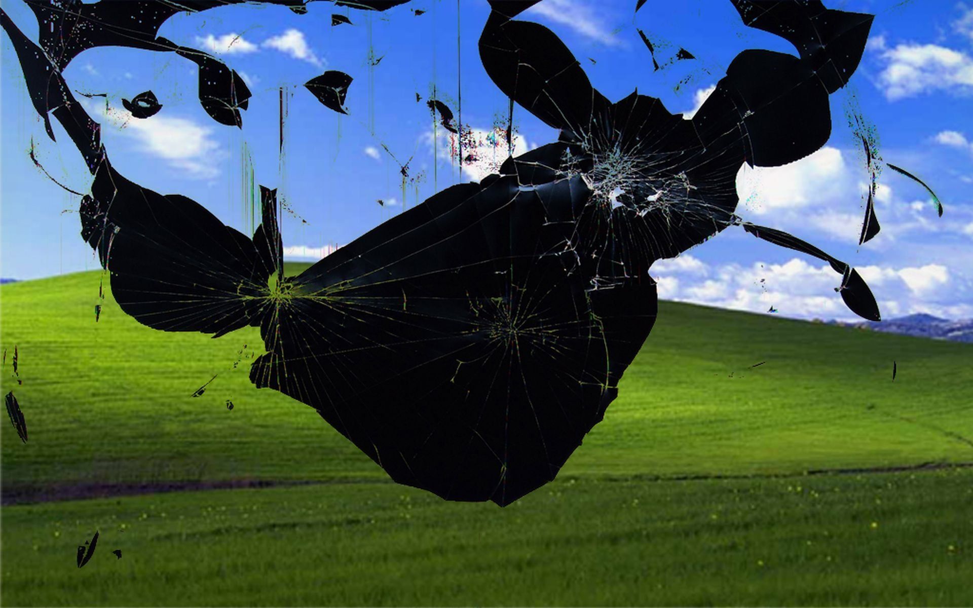 Schermo rotto sfondo Windows XP, sistema operativo Microsoft, 1920x1200 Full HD+, Desktop