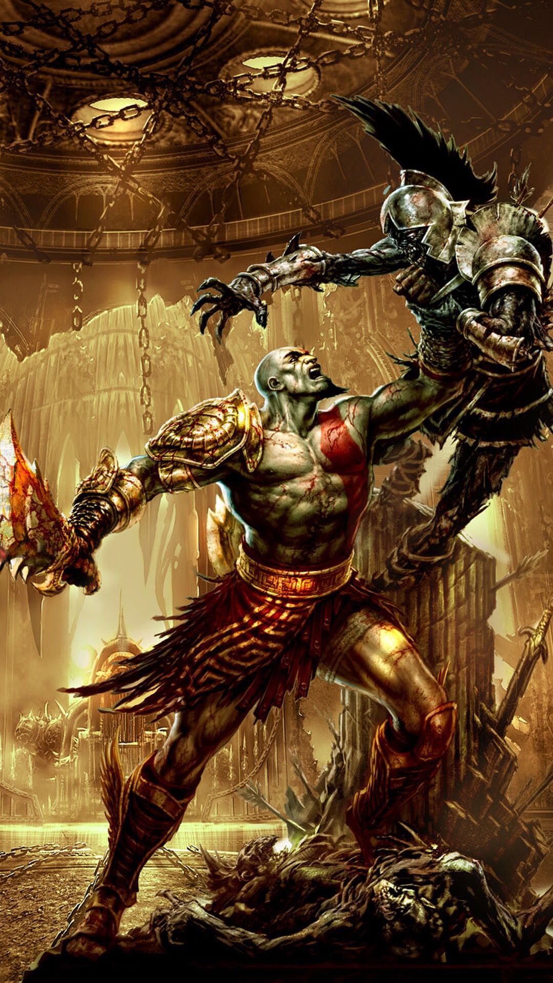 Kratos God of War battaglia, azione, 1080x1920 Verticale, iPhone Pro