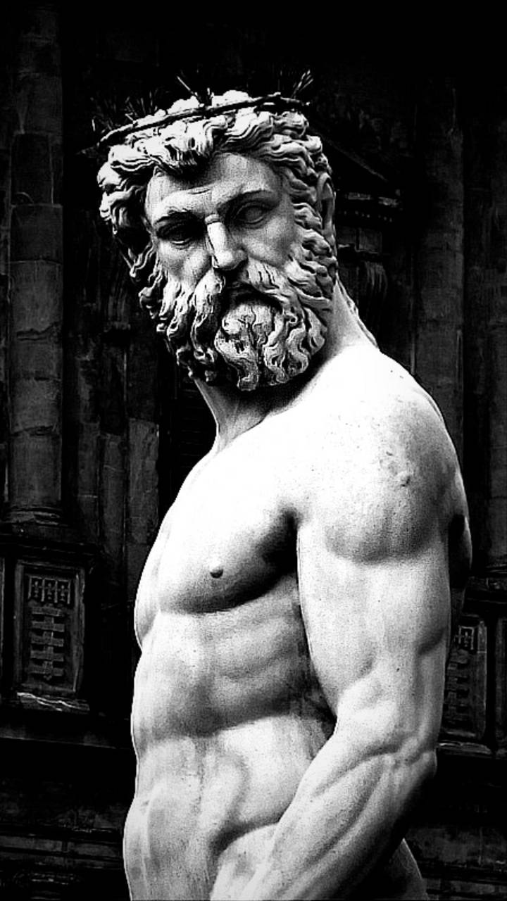 Statua marmorea dio greco barbuto, 720x1280 Verticale, iPhone Plus