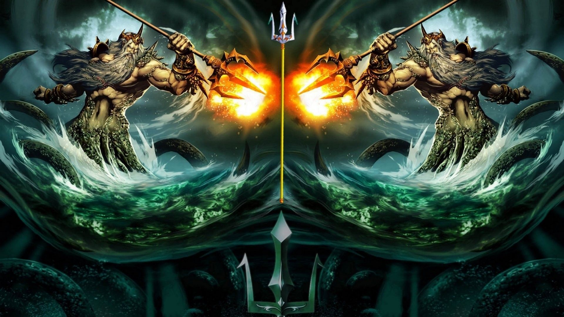 Zeus dio greco con tridente, 1920x1080 Full HD, PC Desktop