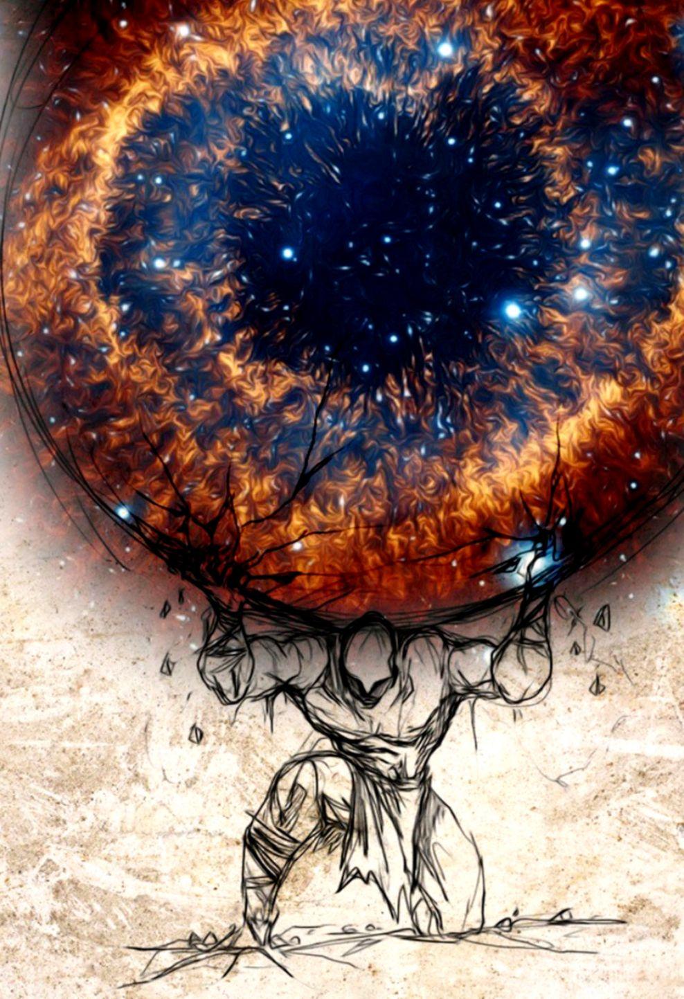 Atlante che sostiene occhio cosmico, 988x1443 Full HD Verticale, iPhone