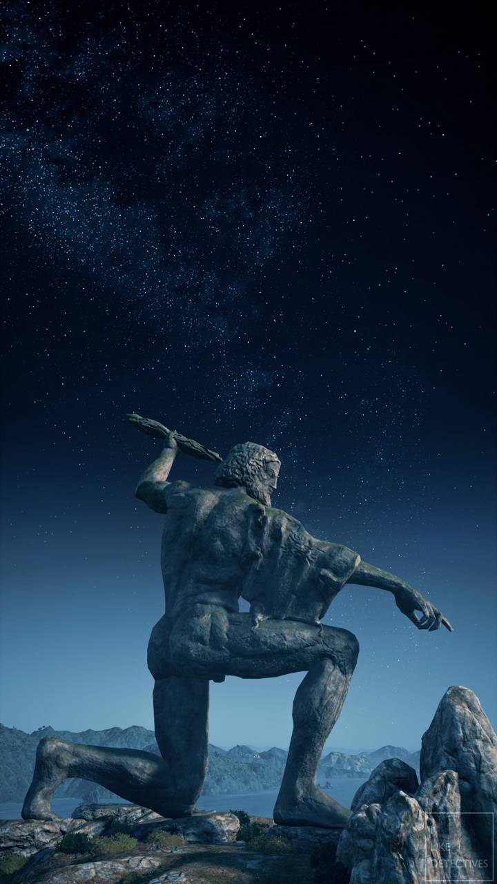 Statua guerriero greco notturno, 720x1280 Full HD Verticale, iPhone Pro
