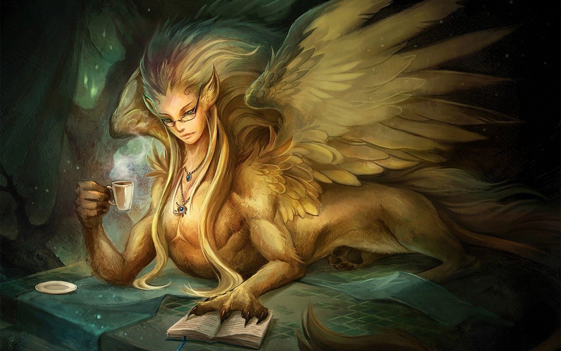 Creatura alata fantasy dorata, 1920x1200 WUXGA, Desktop