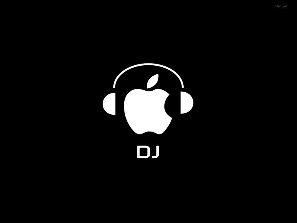 Logo Apple con cuffie DJ, azienda tech, 1024x768 HD, Desktop
