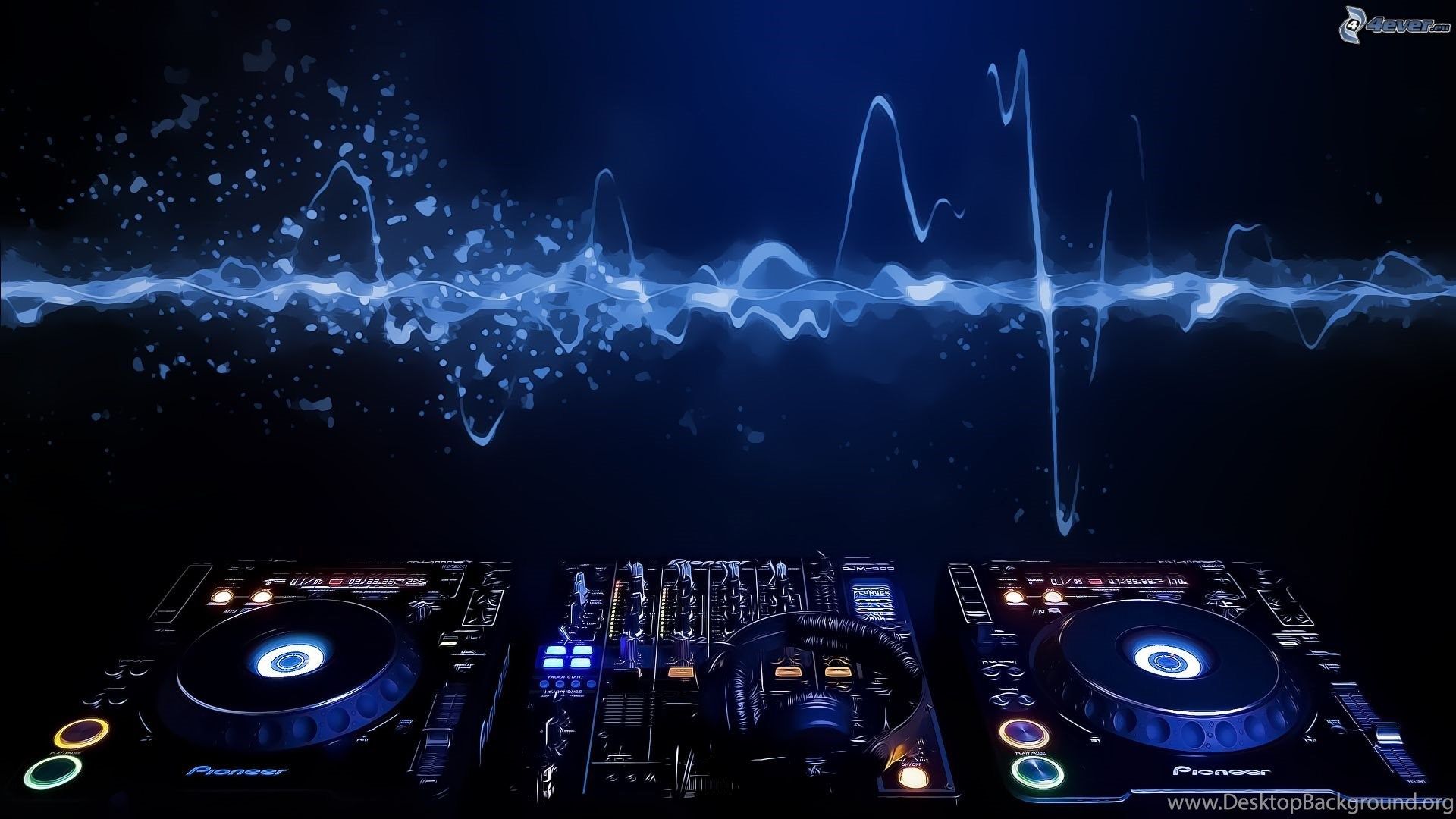 Console DJ con onde sonore blu, 1920x1080 1080p, Laptop