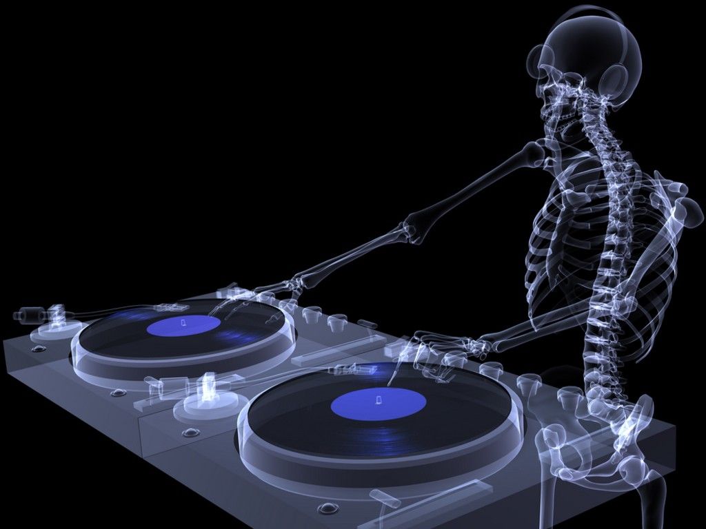 Scheletro DJ giradischi raggi X, 1024x768 HD, iMac
