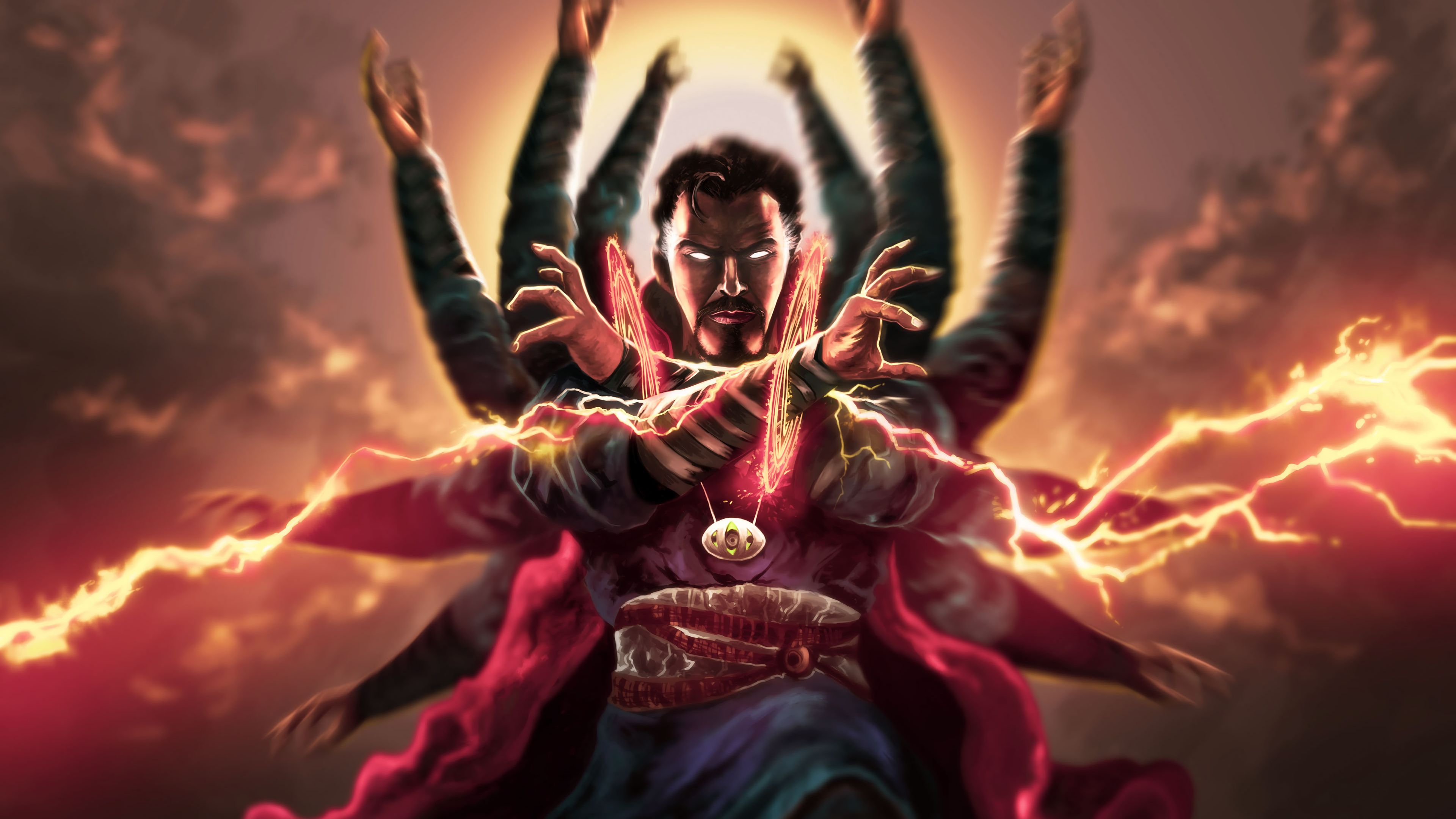 Doctor Strange con fulmini magici, 3840x2160 4K, PC Desktop