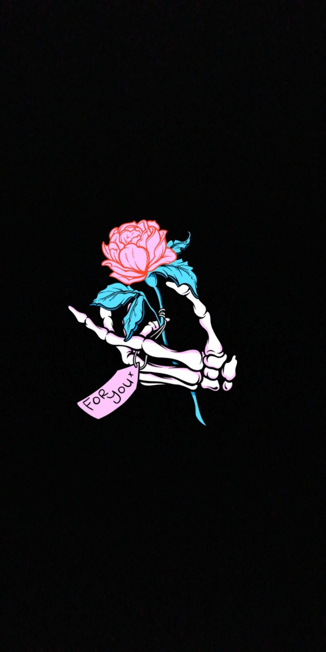 Mano scheletro con rosa, 1080x2160 Verticale, OnePlus