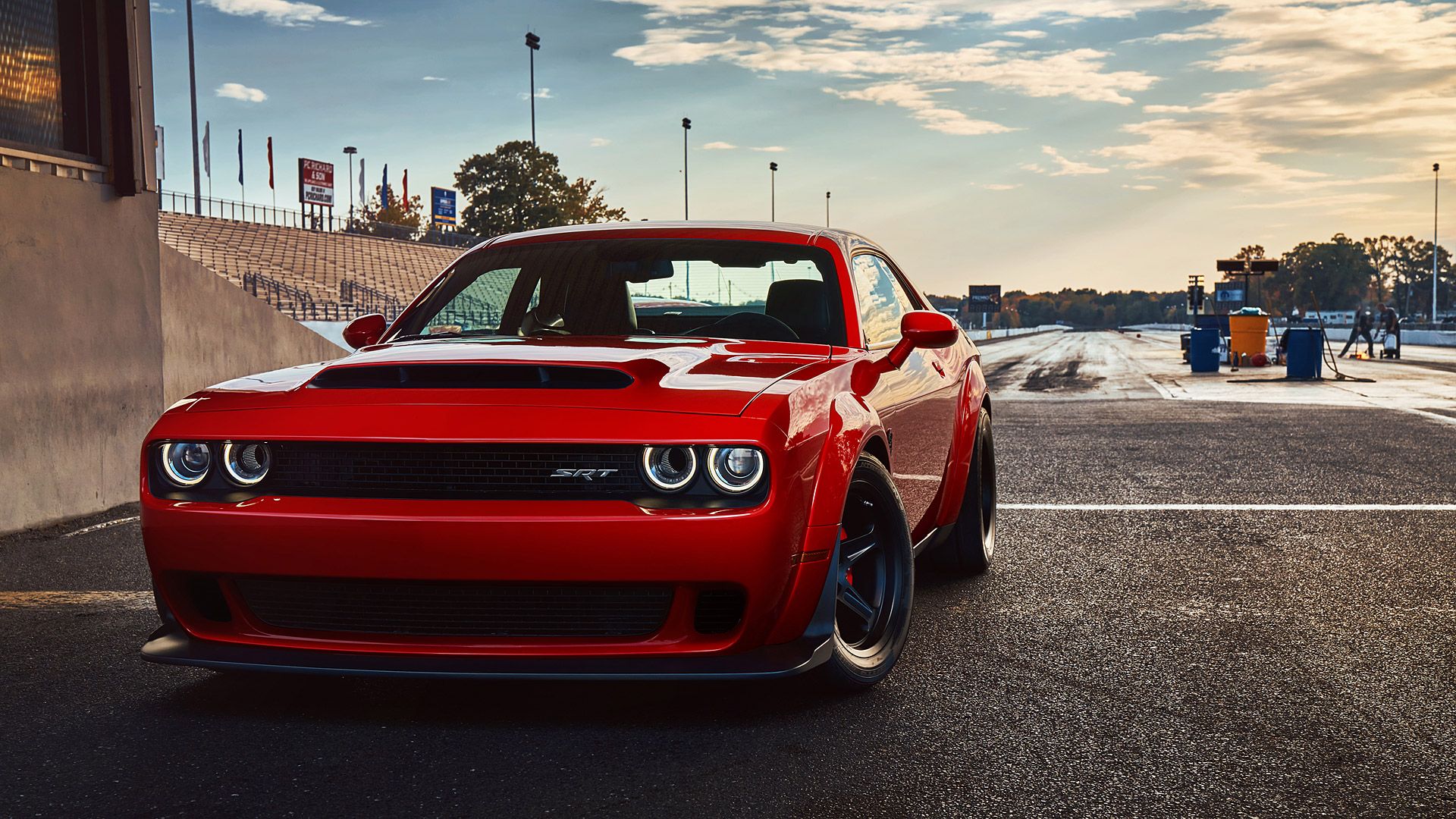 Dodge Challenger SRT Demon rossa, drag racing, 1920x1080 Full HD 1080p, Desktop