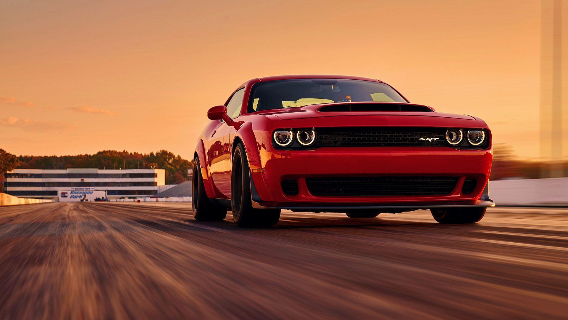Dodge Challenger Demon rossa, drag racing, 1920x1080 1080p, Laptop