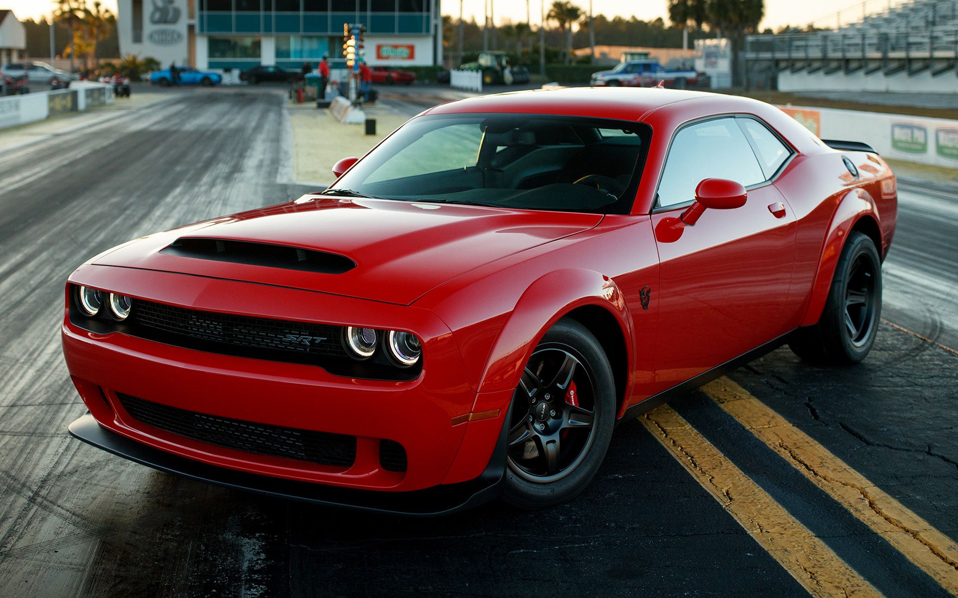 Dodge Challenger Demon rossa, muscle car americana, 1920x1200 Full HD+ WUXGA, Desktop