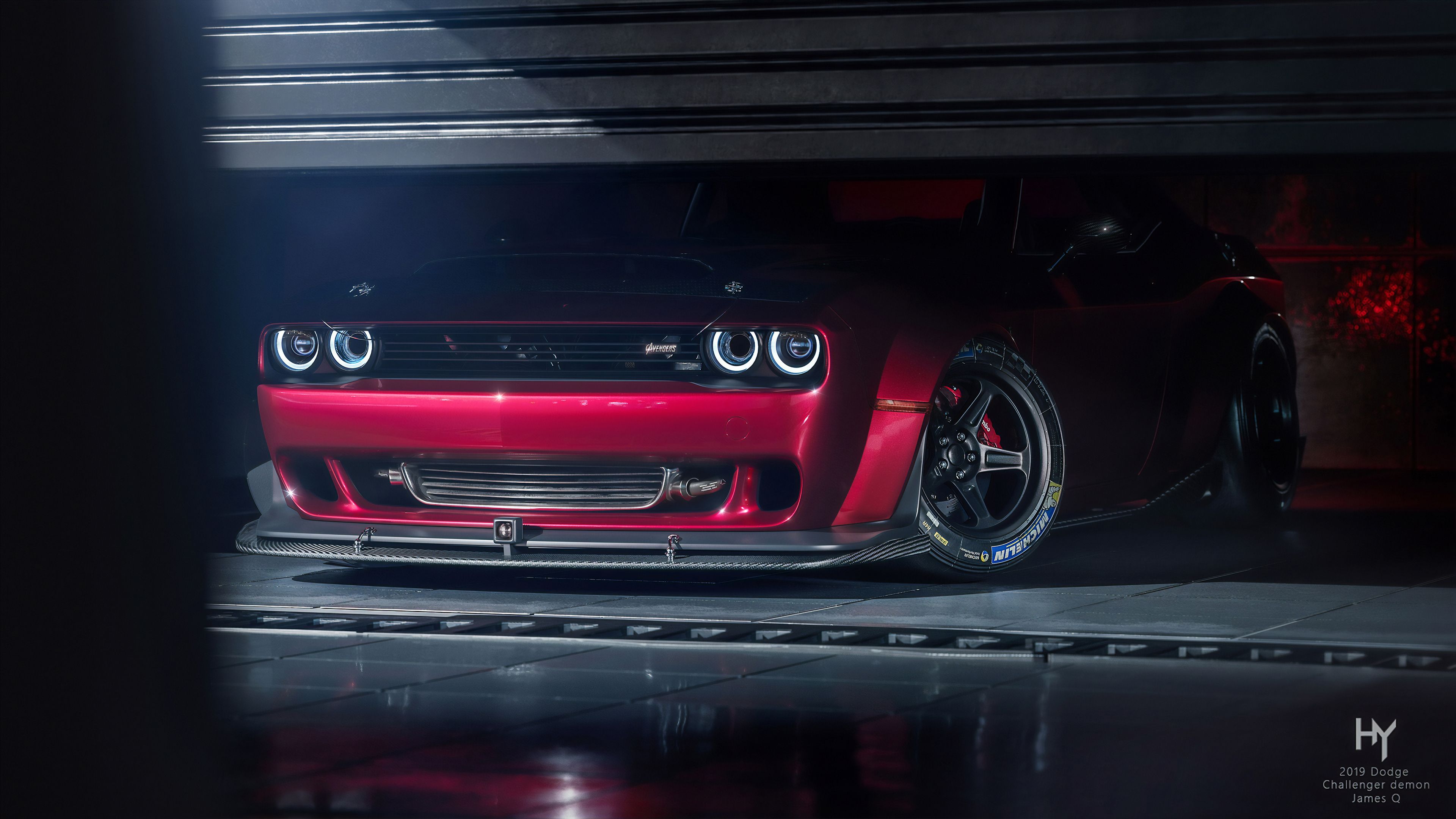 Dodge Challenger Demon rossa, quarto di miglio, 3840x2160 4K Ultra HD, Monitor 4K