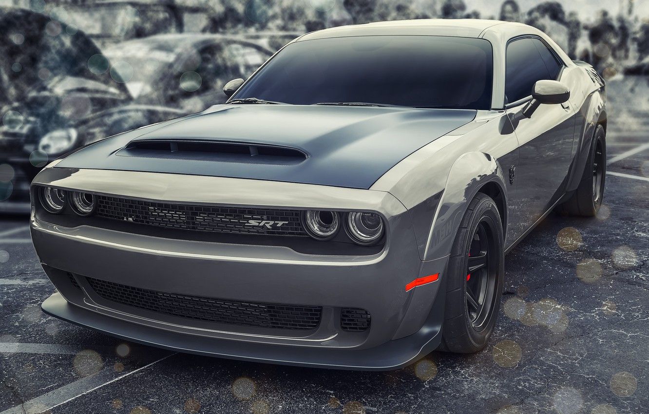 Dodge Challenger SRT Demon grigia, 1332x850 HD, Desktop