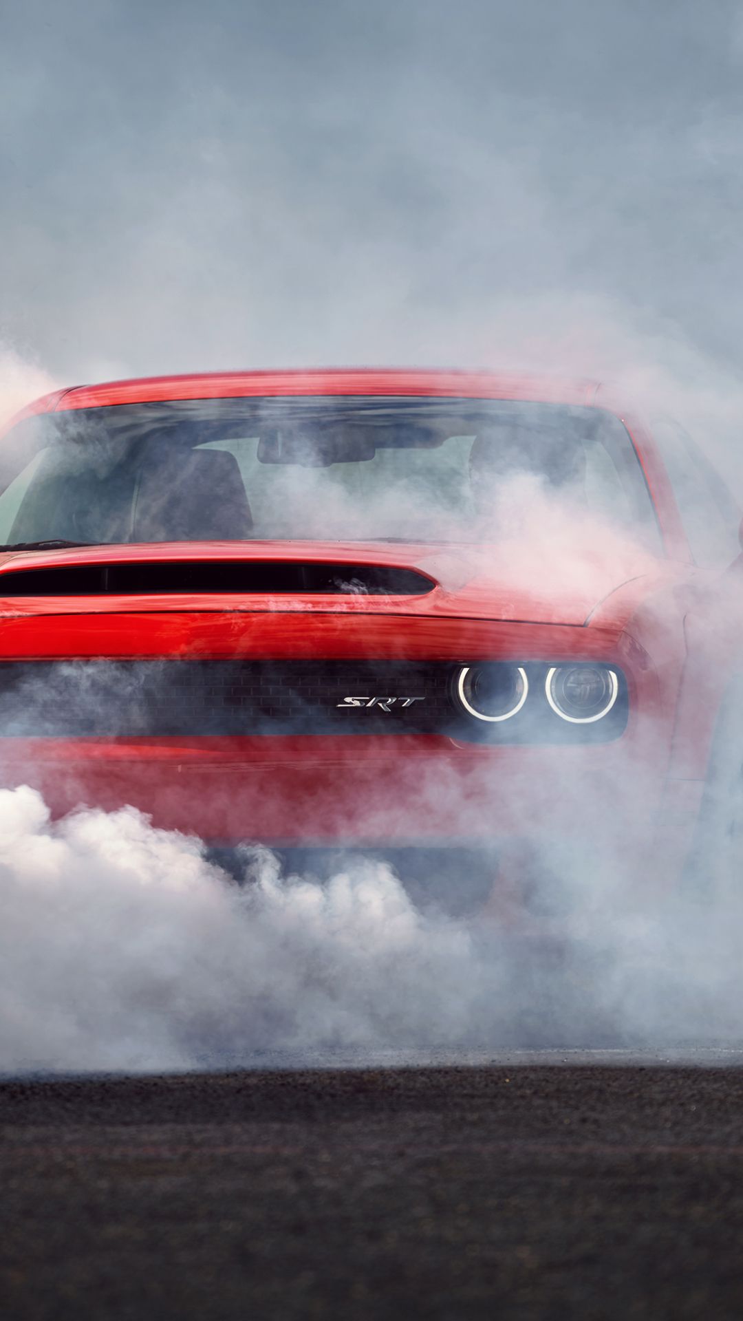 Dodge Challenger SRT rossa fumo, 1080x1920 Verticale, Samsung Galaxy