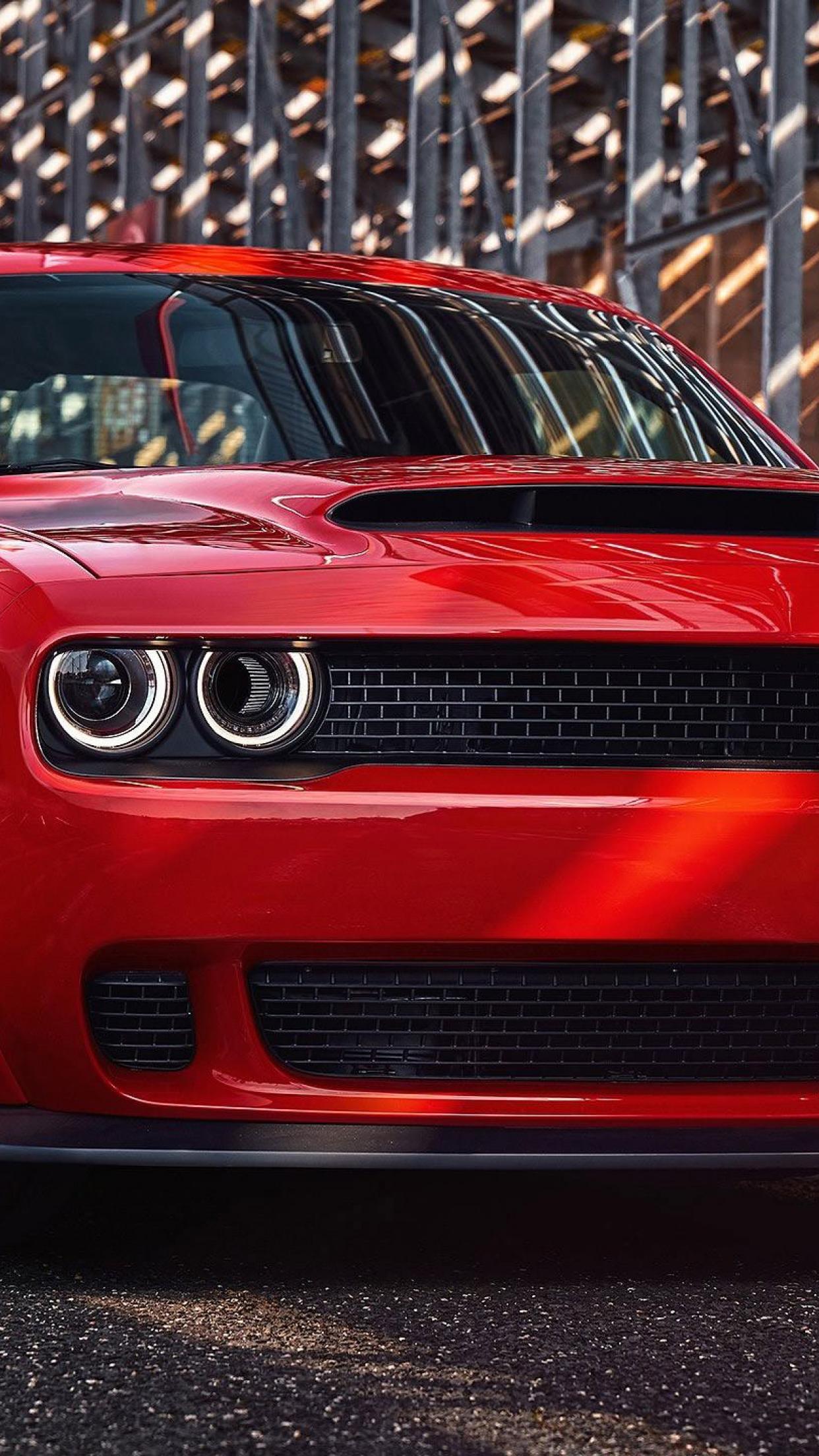 Dodge Challenger rossa muscle car, 1242x2208 Full HD Verticale, iPhone