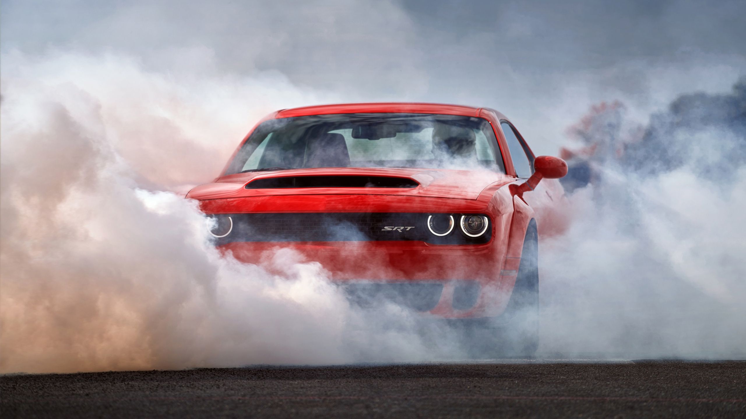 Dodge Challenger Demon rossa, cofano Air-Grabber, 2560x1440 2K, Desktop