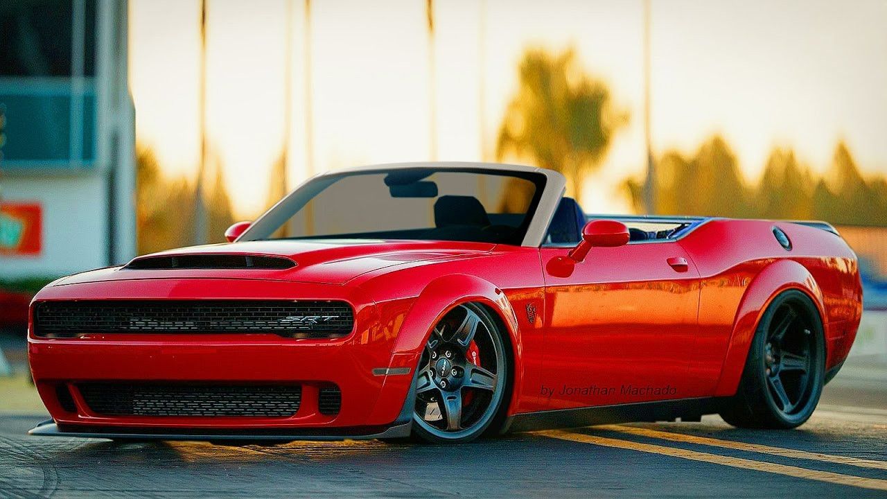 Dodge Challenger Demon rossa cabrio, 1280x720 HD, Desktop