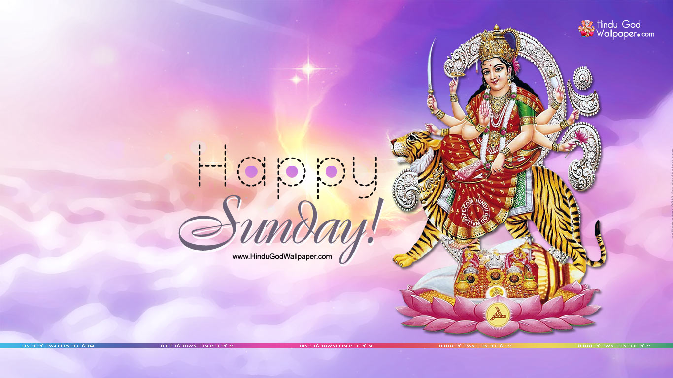 Dea Durga su tigre, nuvole, 1366x768 HD, Desktop