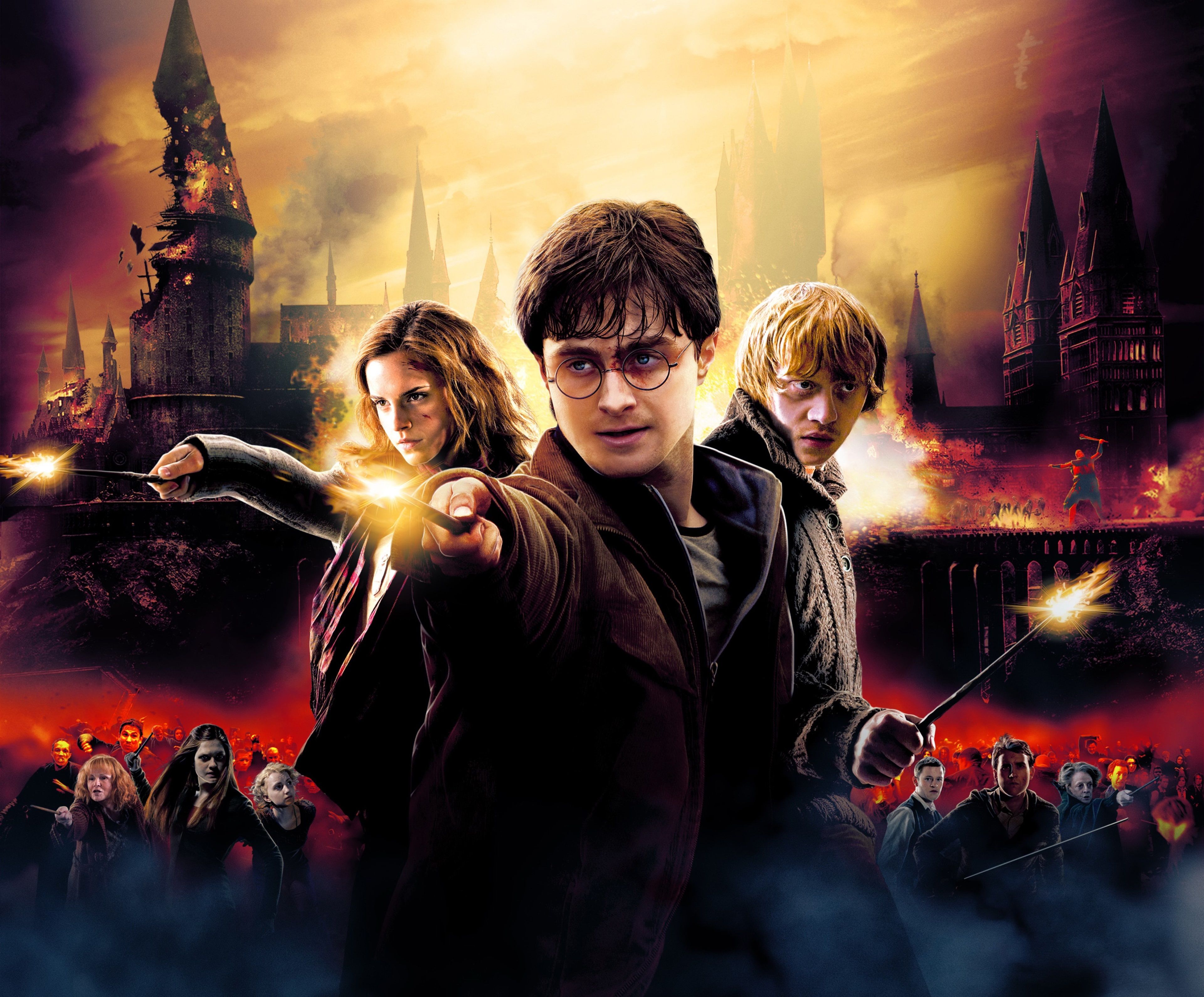 Trio a Hogwarts in battaglia, 3840x3182 UHD, Monitor 4K