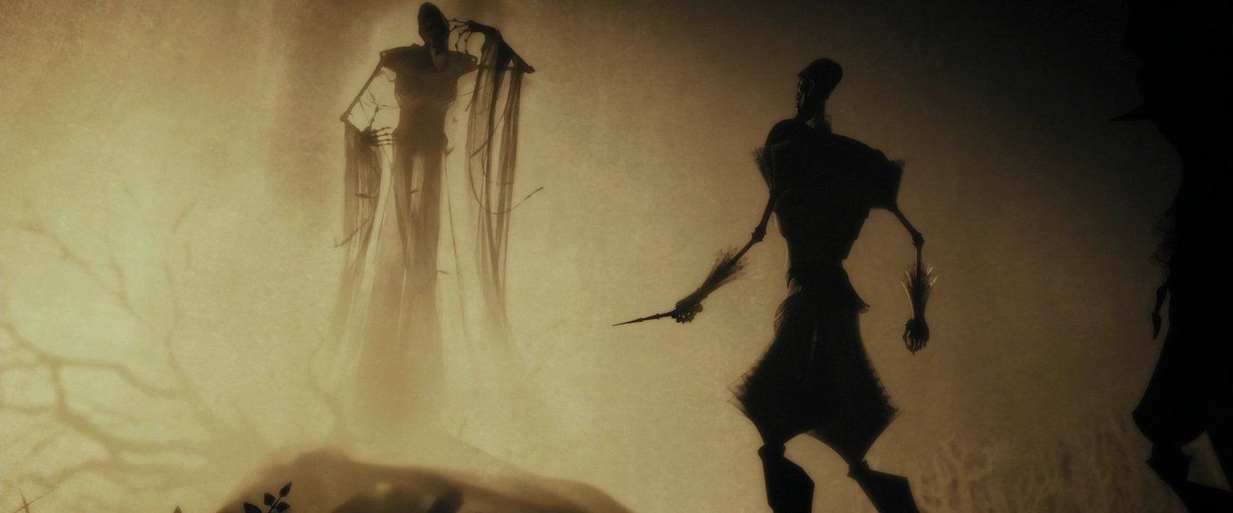 Silhouette Morte con mantello, seppia, 1280x720 720p, iMac