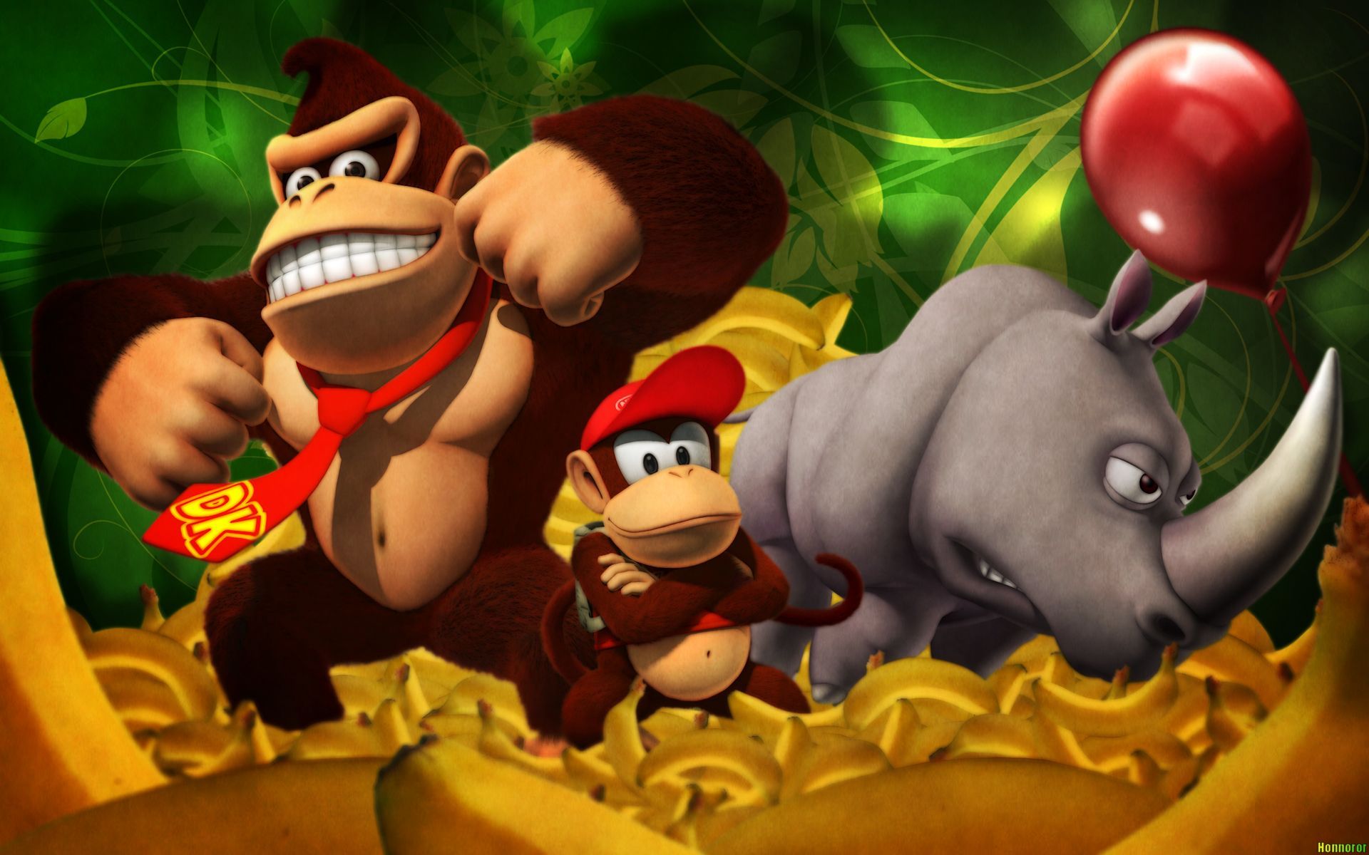 Donkey Kong, Diddy Kong e rinoceronte, 1920x1200 Full HD+ WUXGA, PC
