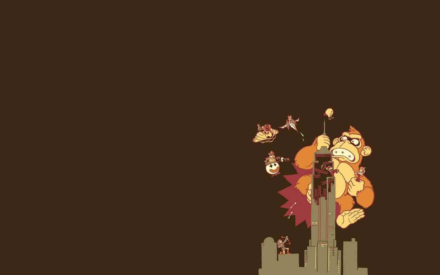 Donkey Kong minimalista marrone, 1680x1050 HD, Desktop