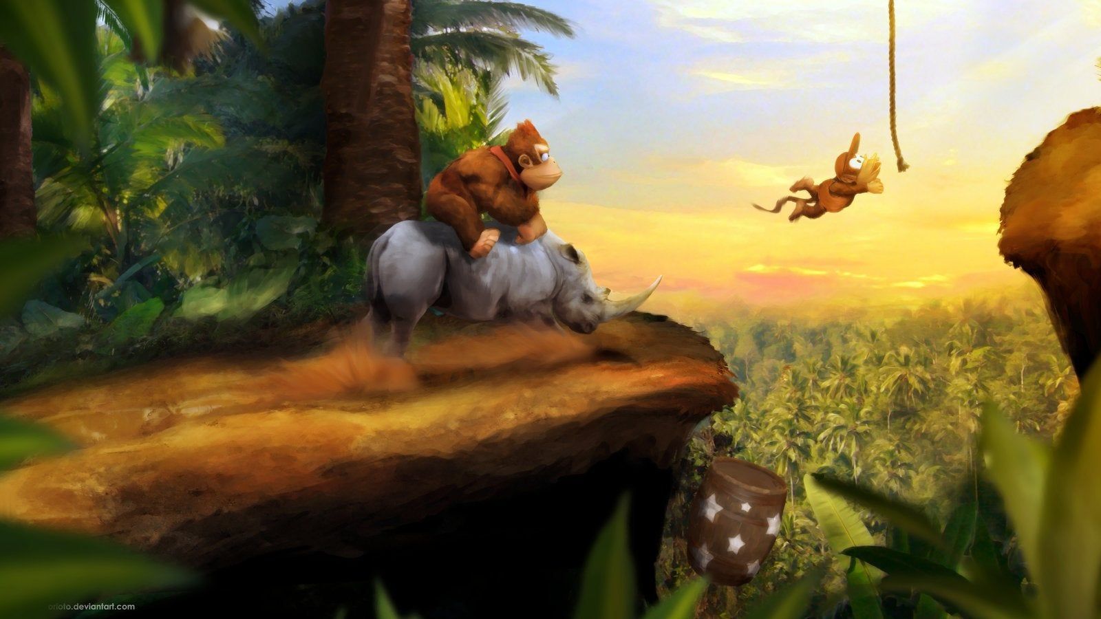 Donkey Kong su rinoceronte giungla, 1600x900 900p, PC