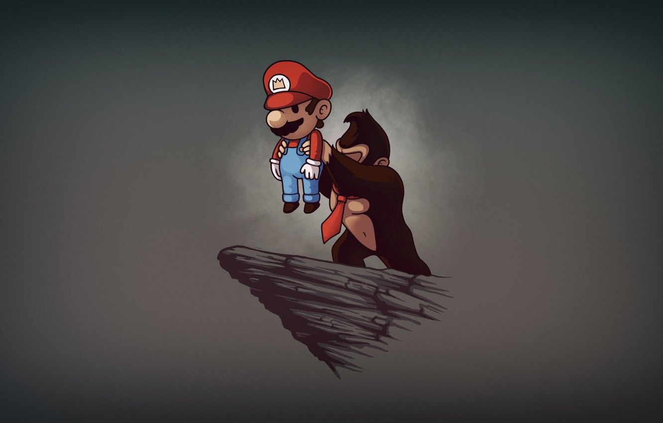 Mario sollevato da Donkey Kong, idraulico, 1332x850 720p, PC