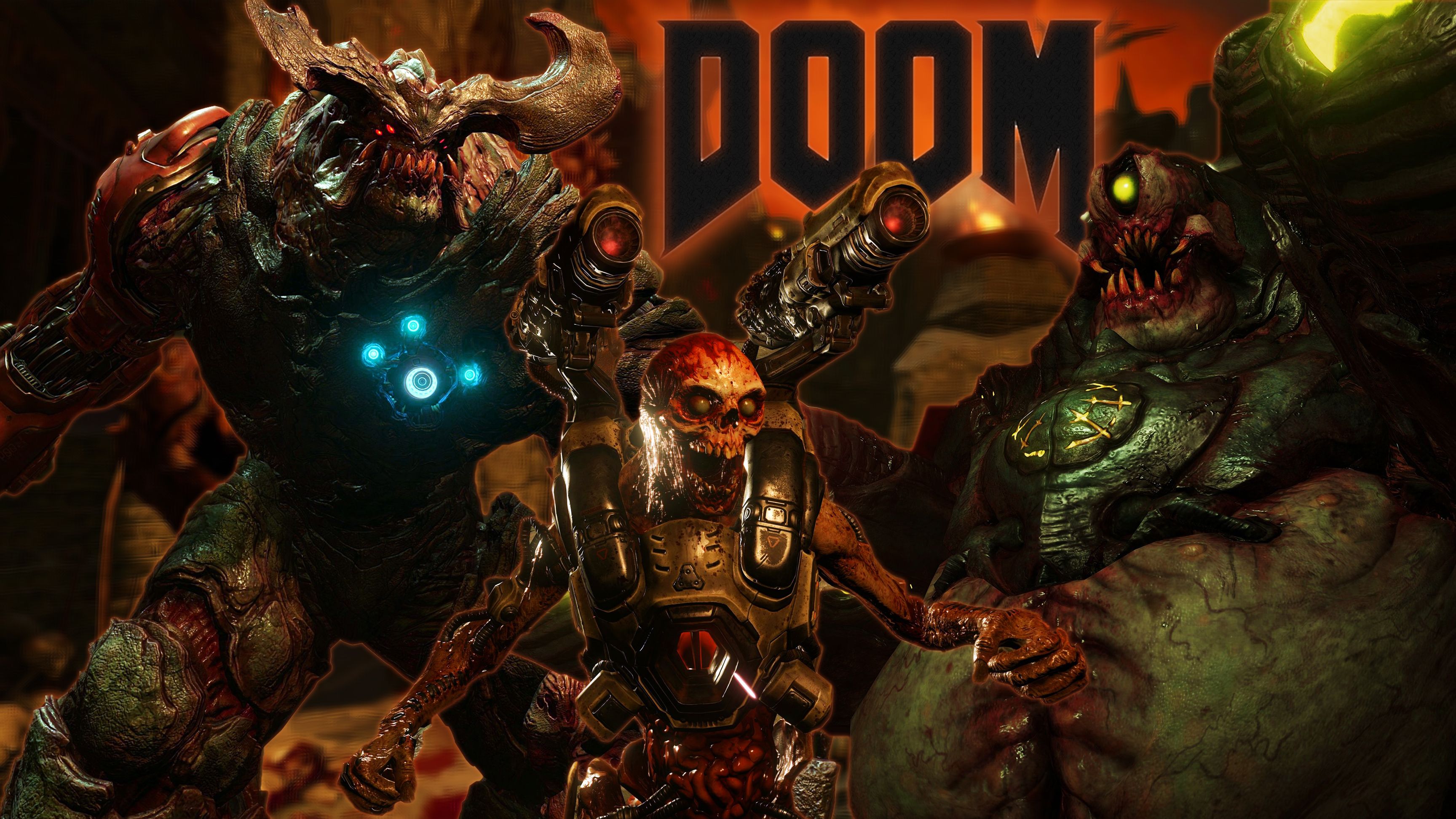 Doom demoni e Doomguy, 3456x1944 2K, PC