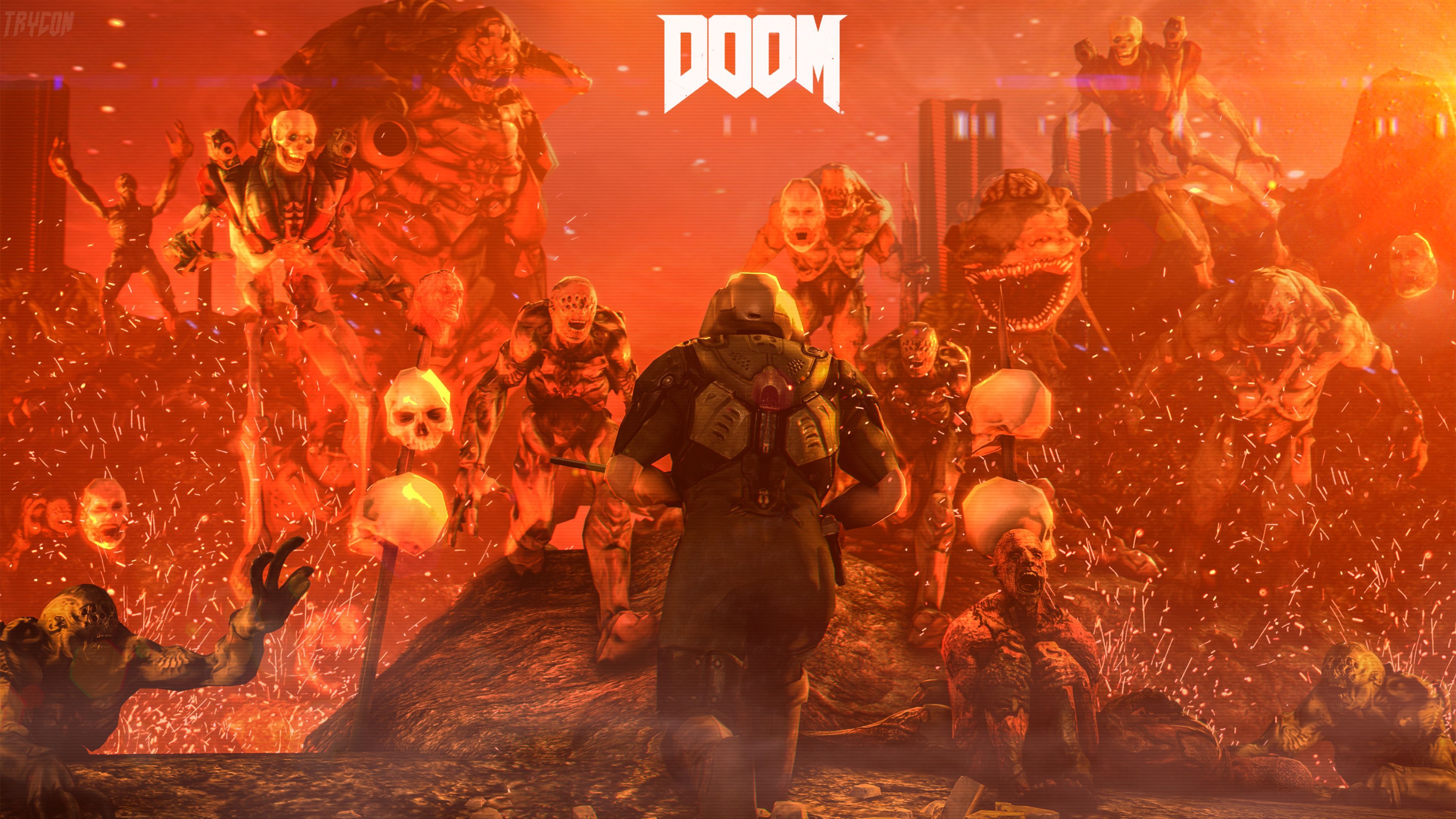 Doom guerriero contro demoni infernali, 3840x2160 Ultra HD, 4K TV