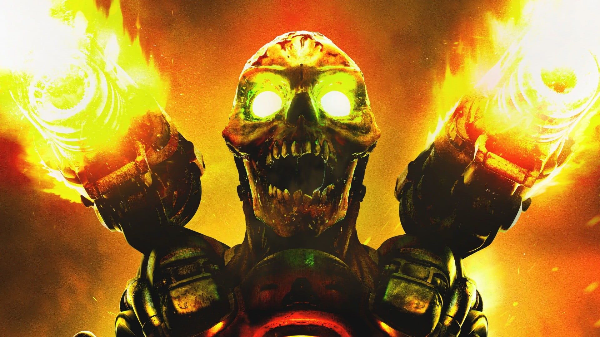 Teschio demoniaco Doom fiamme, 1920x1080 Full HD 1080p, PC Desktop