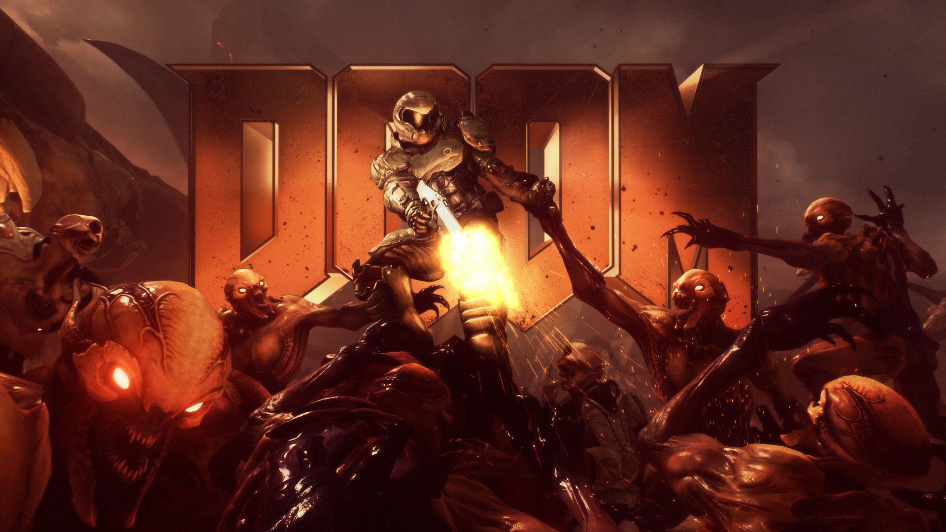 Doom logo demoni combattimento, 1920x1080 1080p, PC Desktop