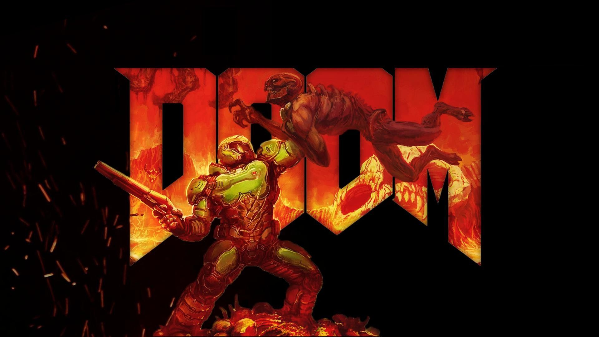 Doom logo demone lava, 1920x1080 Full HD, PC Desktop