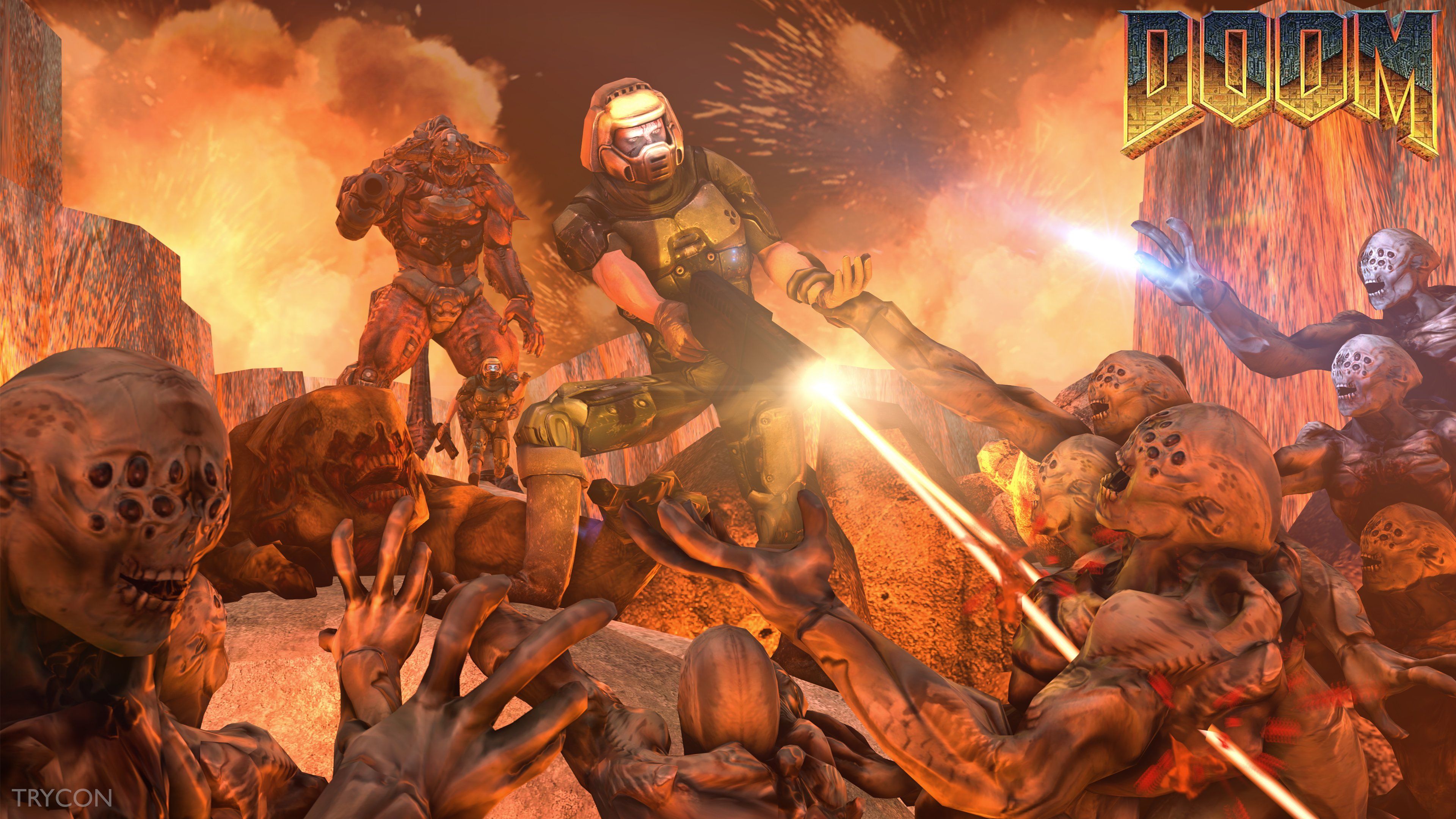 Doom Slayer contro demoni, 3840x2160 UHD, PC 4K
