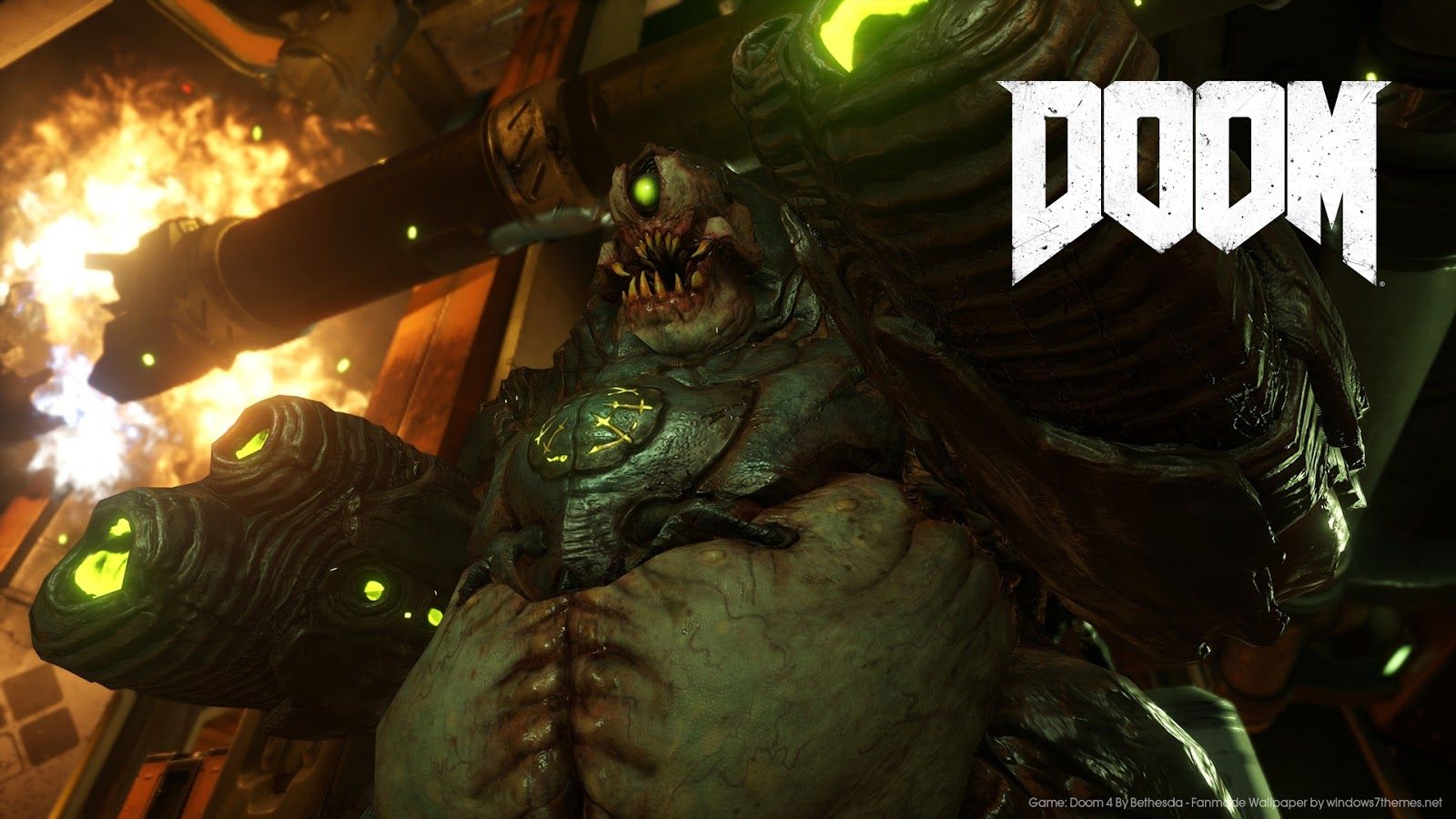 Mostro demone Doom logo, 1600x900 HD, Desktop
