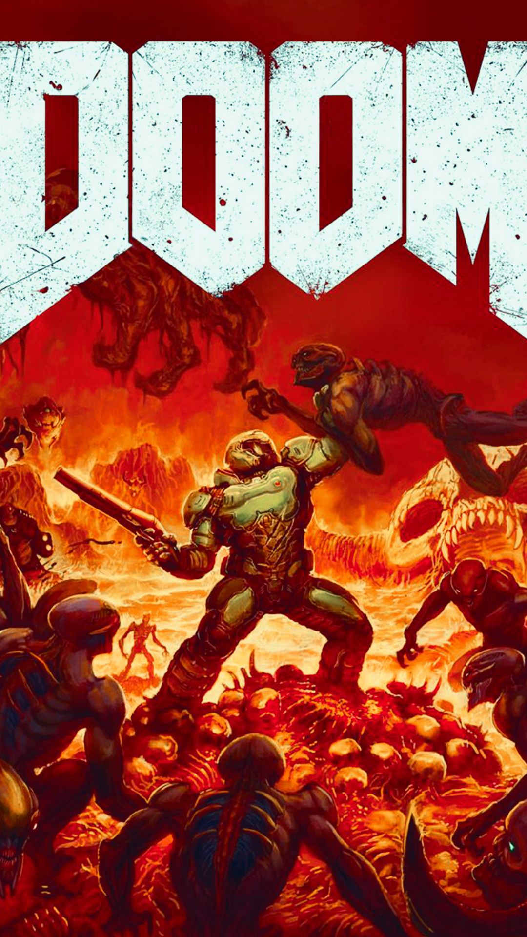 Doom Slayer contro demoni infernali, 1080x1920 Verticale, Mobile