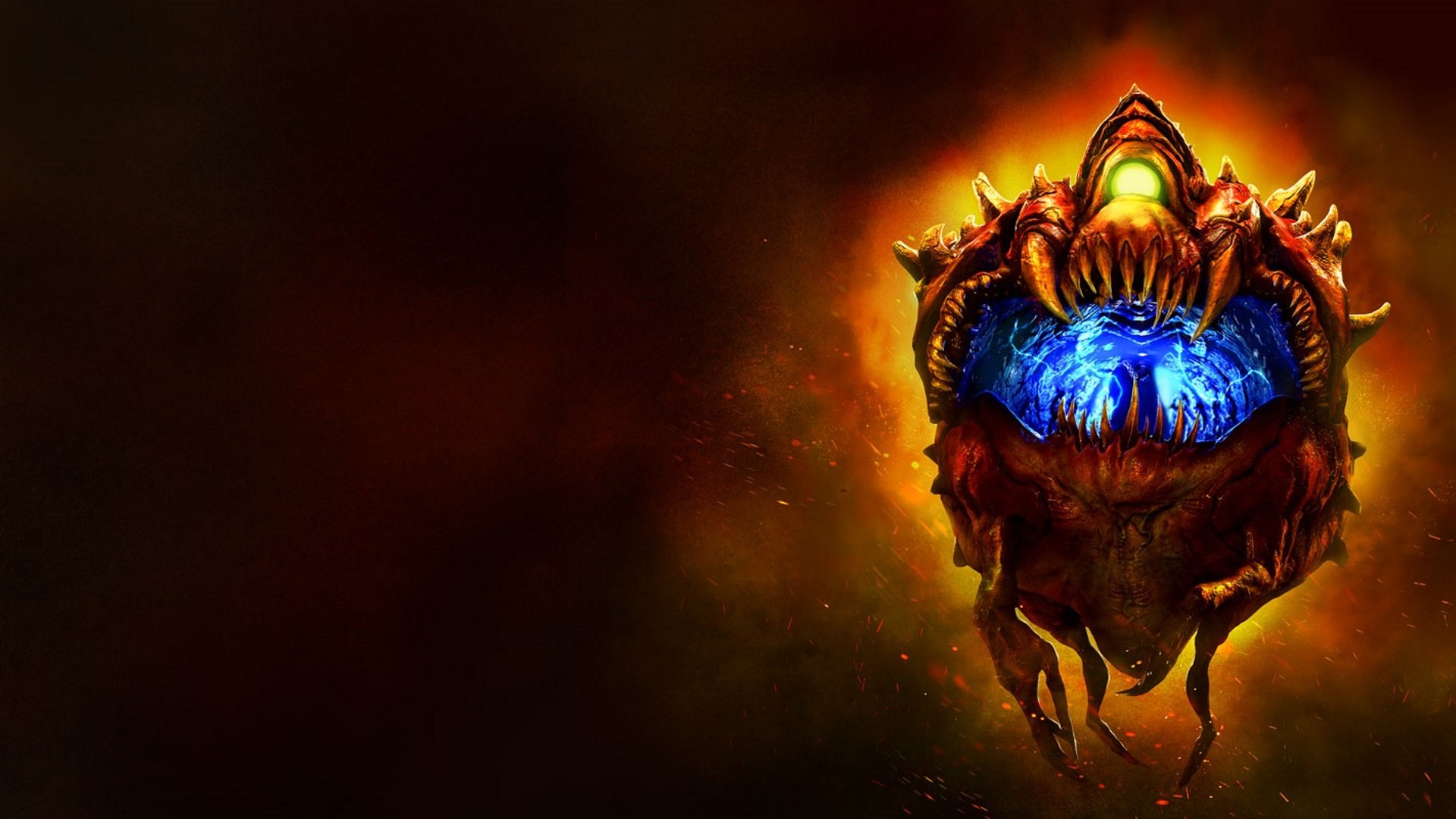 Doom demone occhio infuocato, 1920x1080 Full HD, PC Desktop