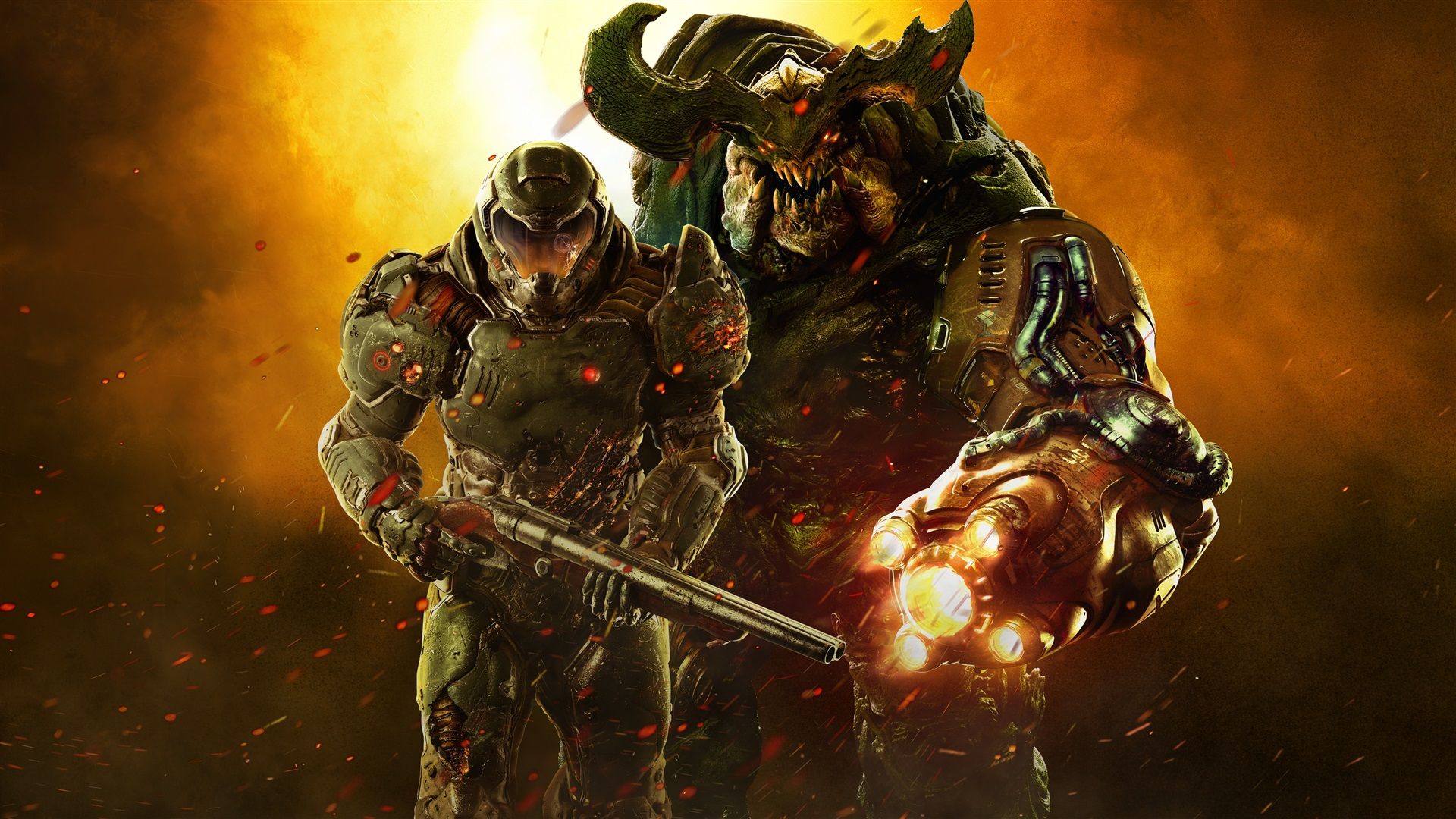 Doom Slayer e demone, 1920x1080 Full HD, Desktop