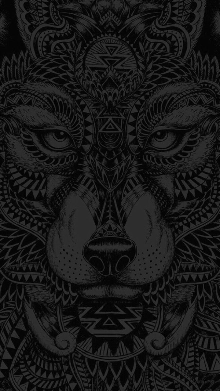 Lupo tribale nero decorativo, 720x1281 Full HD Verticale, iPhone