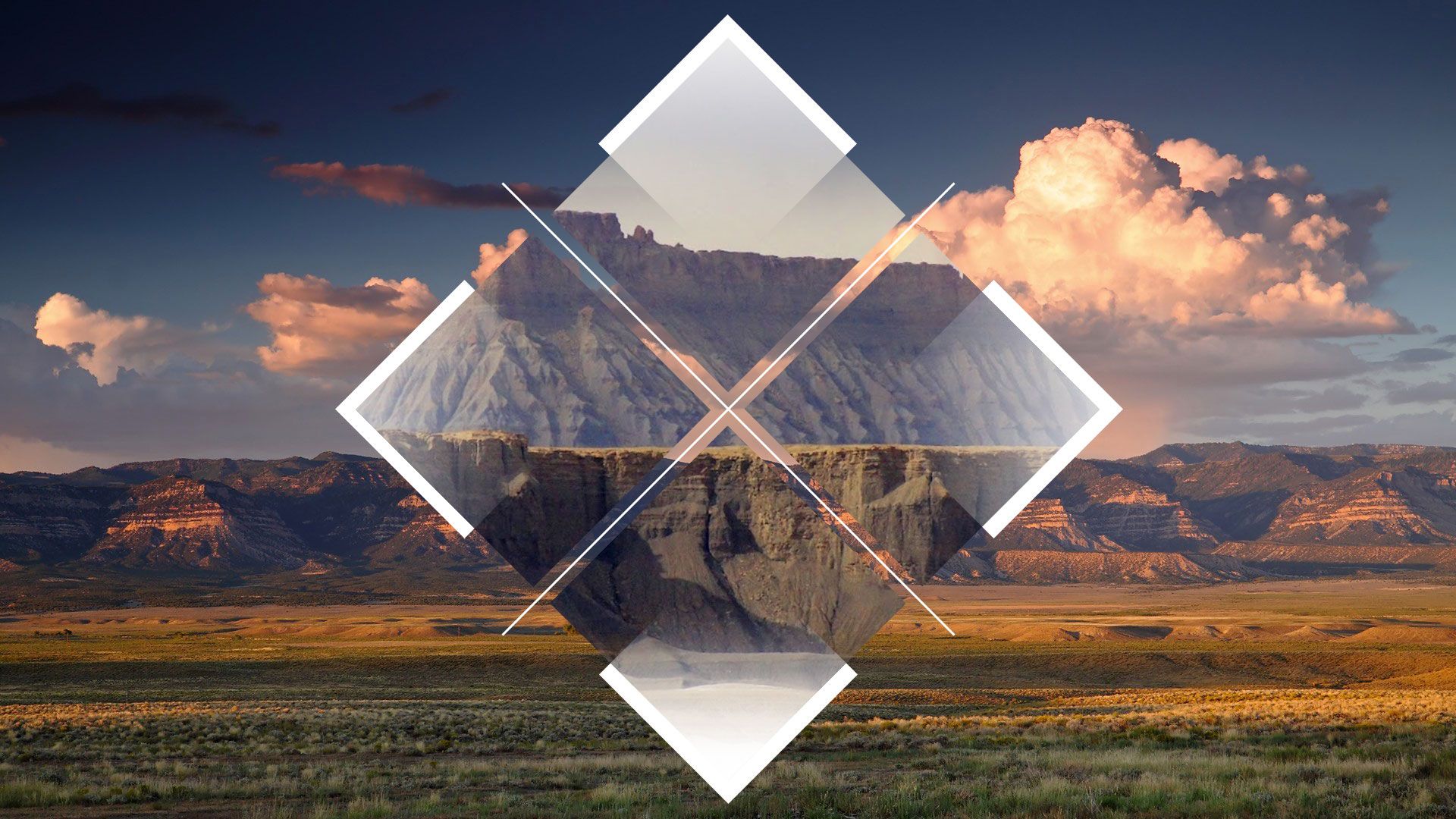 Diamanti geometrici su paesaggio, 1920x1080 Full HD 1080p, Desktop