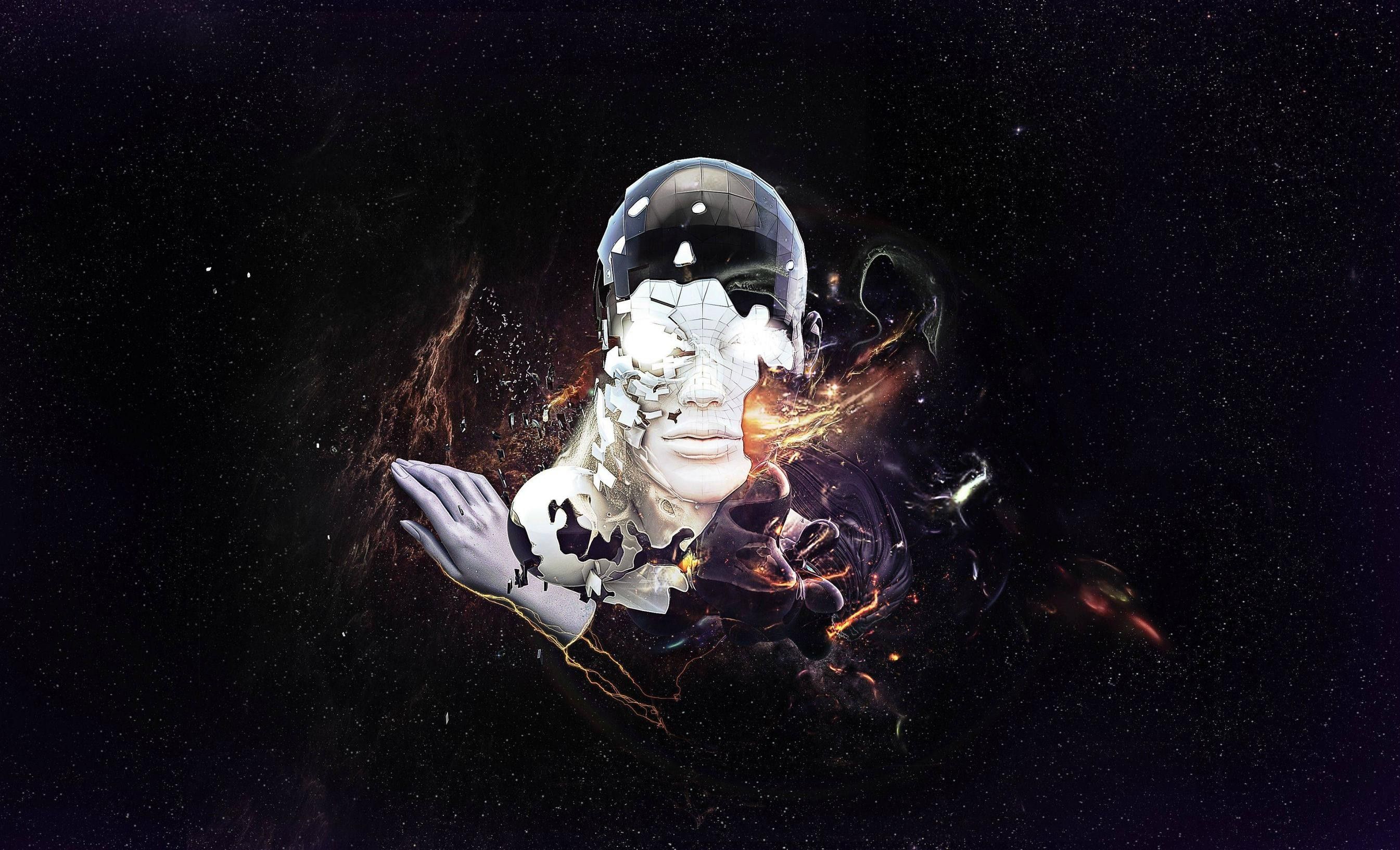 Astronauta con effetti fumo, 2690x1633 2K, Desktop