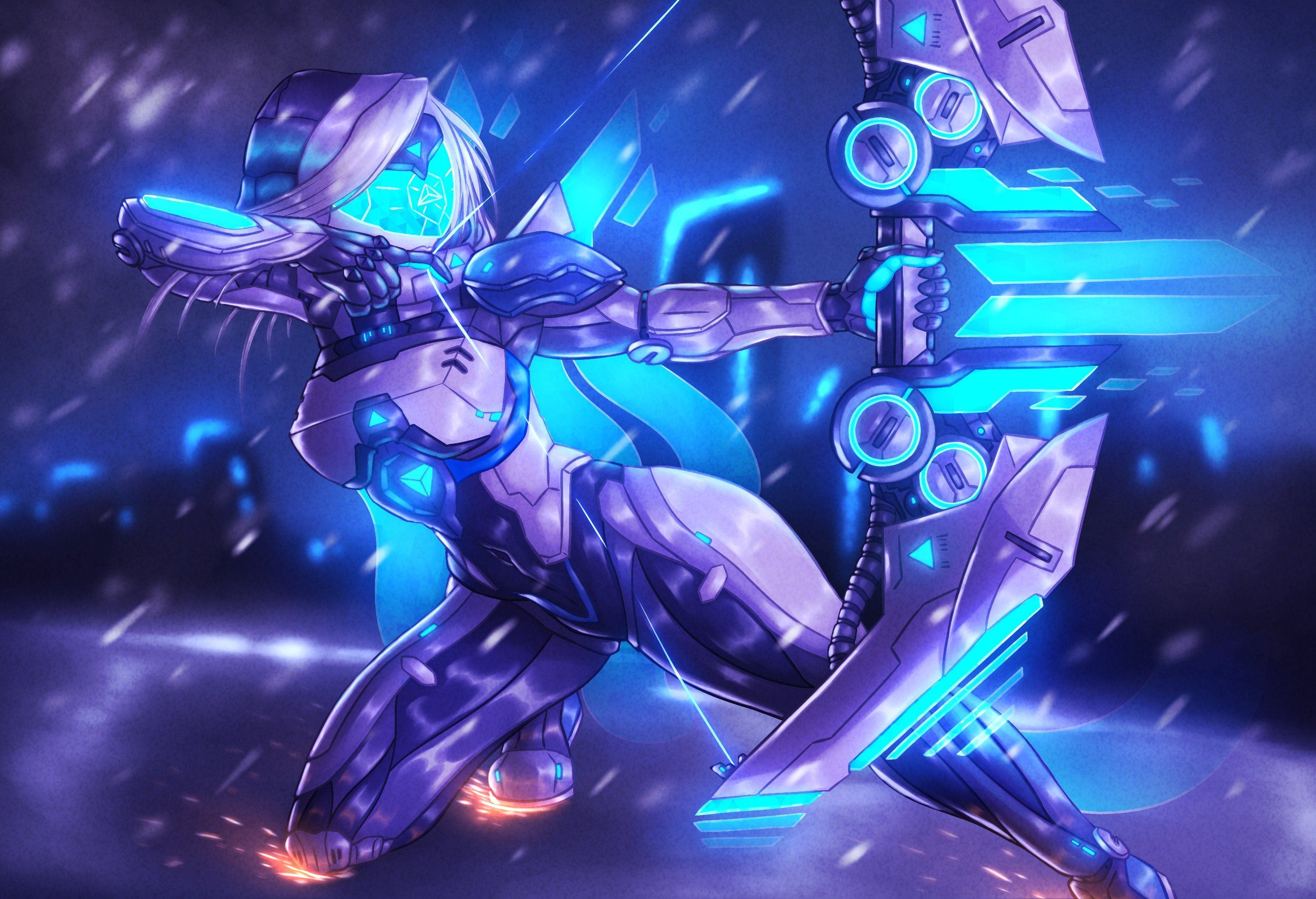 Project Ashe arciere neon blu, 3060x2091 2K, Desktop