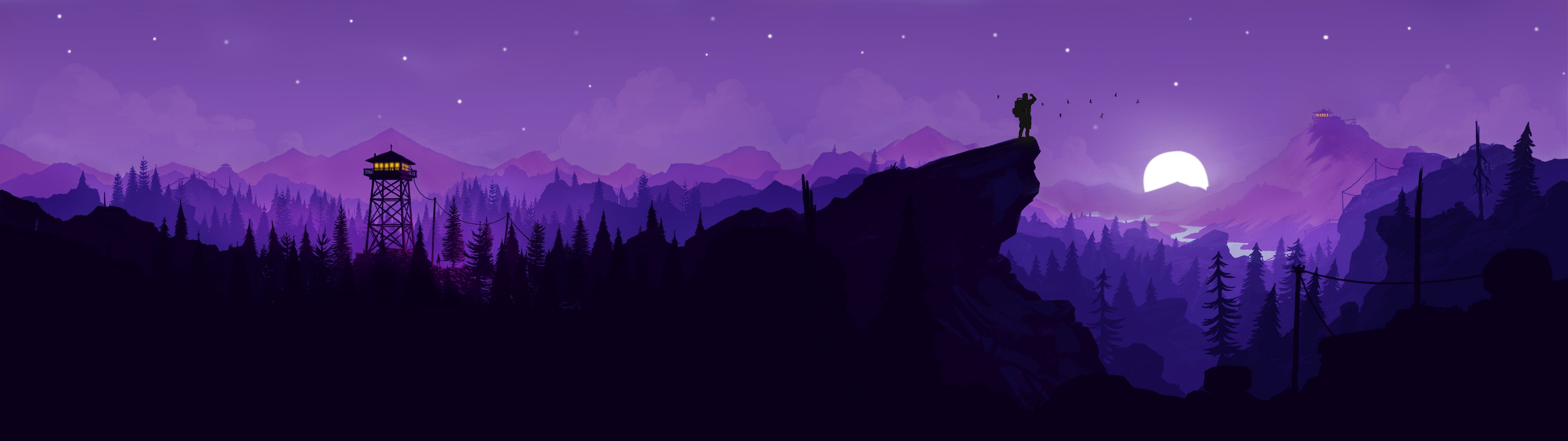 paesaggio viola notturno montagne, 3840x1080 Ultrawide, Dual Monitor