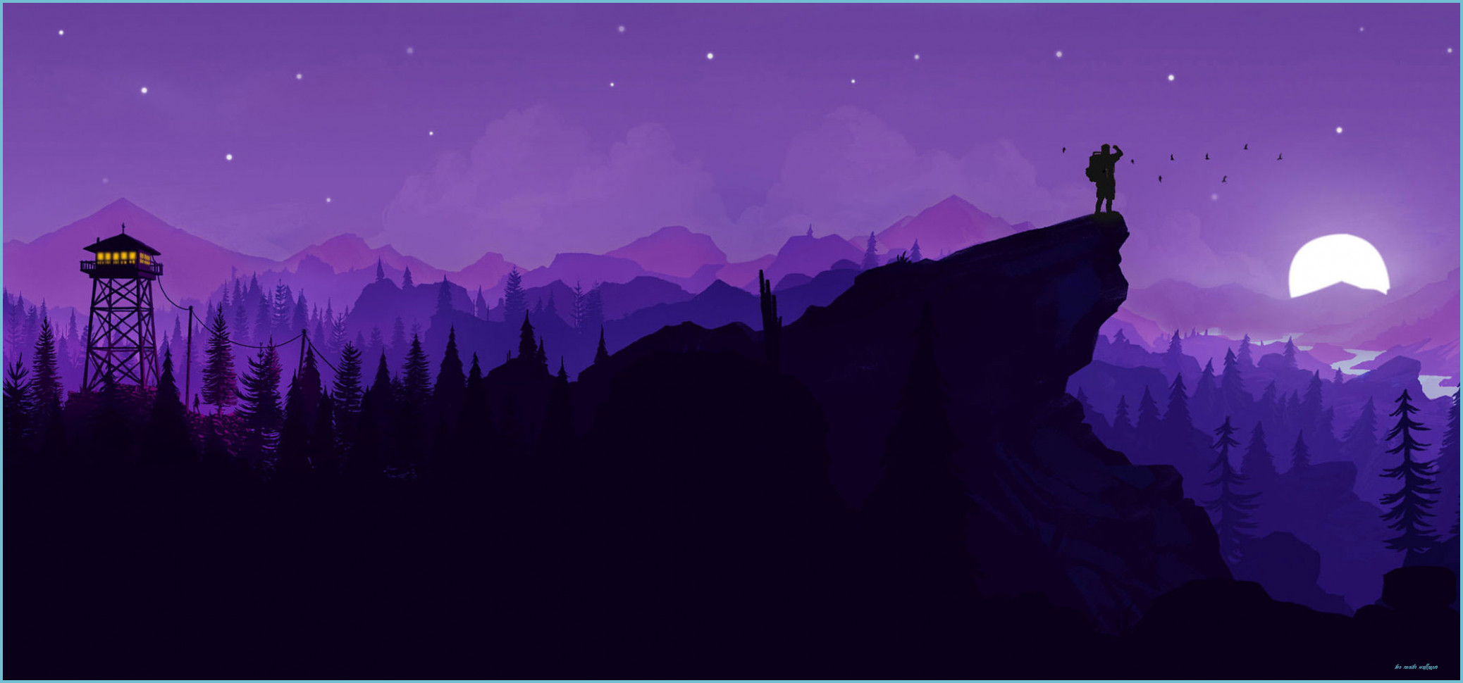 Paesaggio viola montagne silhouette, 2076x970 2K, Laptop