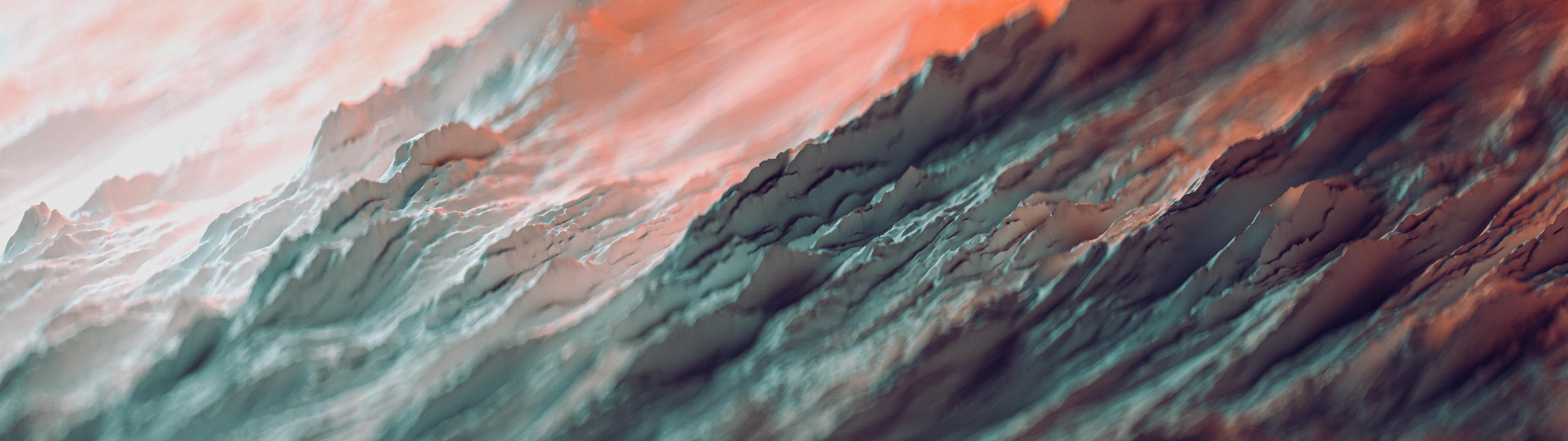 montagne astratte rosa grigio, 5120x1440 Panoramico, Smart TV 4K
