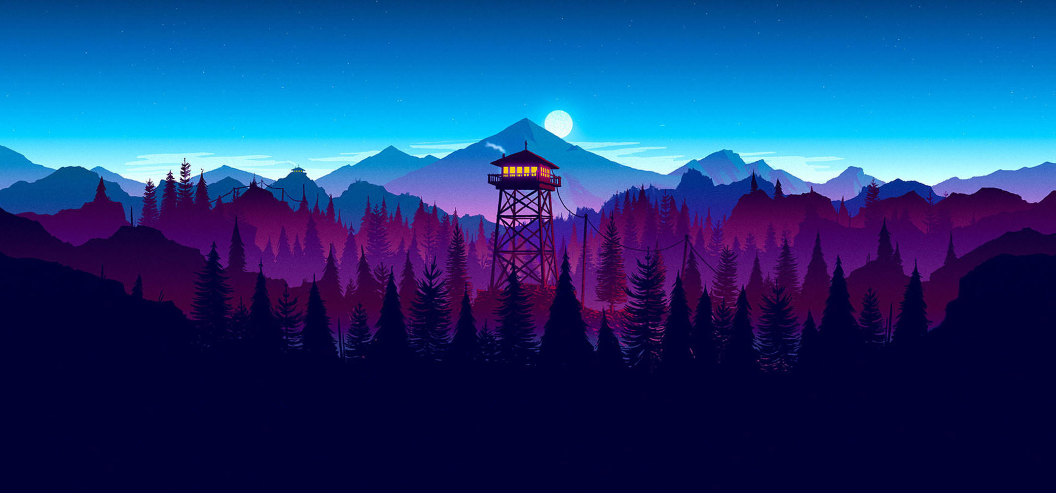 Torre di avvistamento montagne notte, 2141x1000 alta risoluzione, Desktop