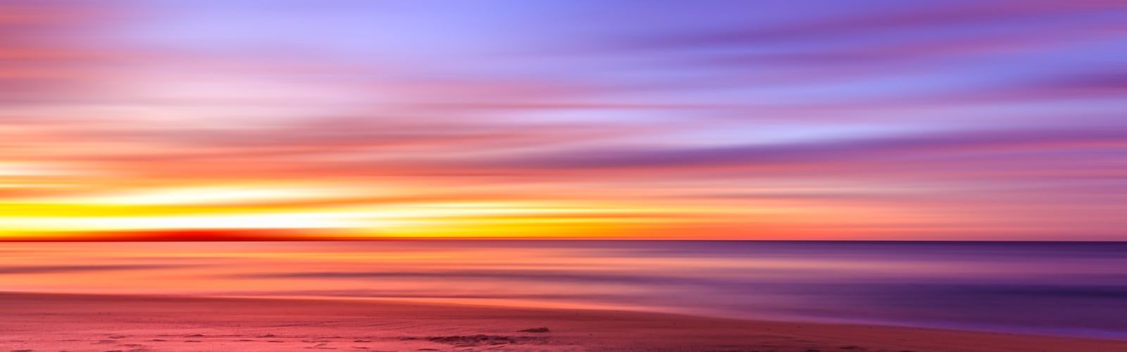 Tramonto sfocato sulla spiaggia, 1600x500 Panoramico, Dual Screen